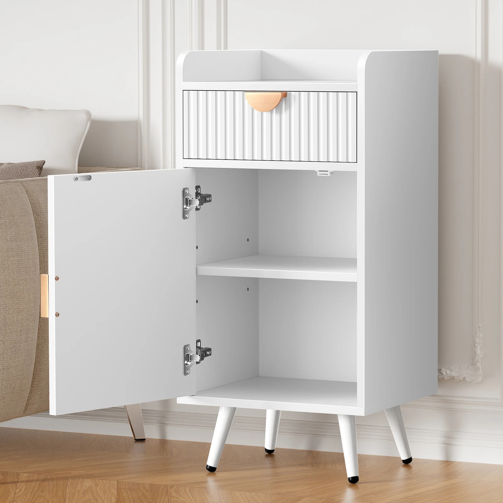 5 Alfordson Storage Cabinet Bathroom Buffet Sideboard Bedside Table - White, 5 of 10