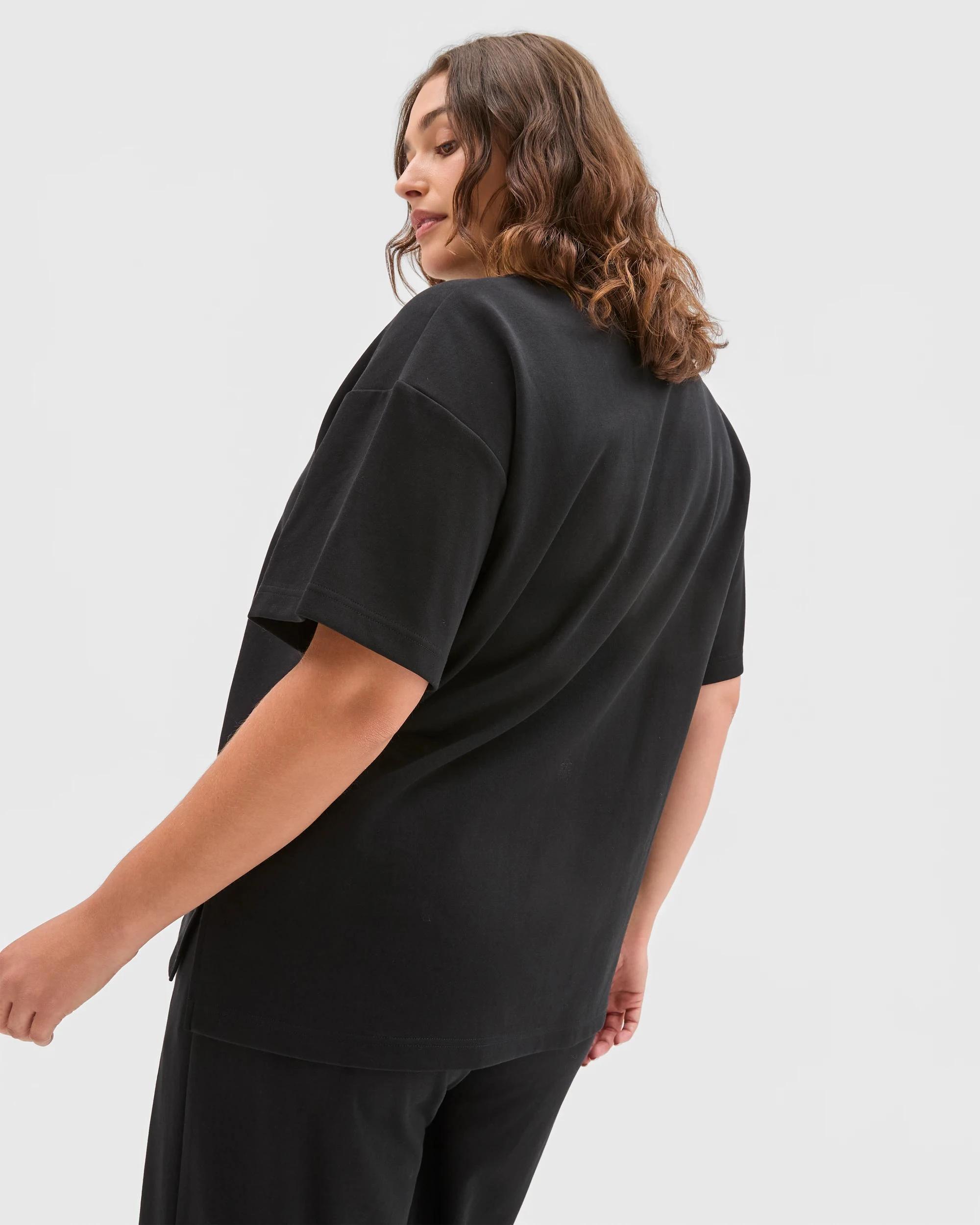 4 Target Curve Plus Size Australian Cotton Blend Elbow Sleeve Interlock T-Shirt BLACK, 4 of 5
