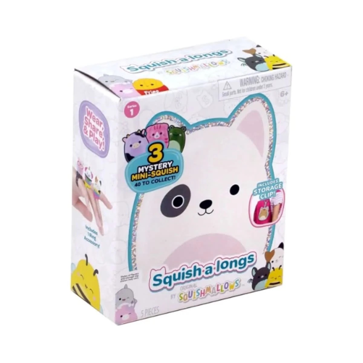 1 5 Piece Original Squishmallows Squish-a-longs Clip-a-longs Toy Set - Assorted, 1 of 6