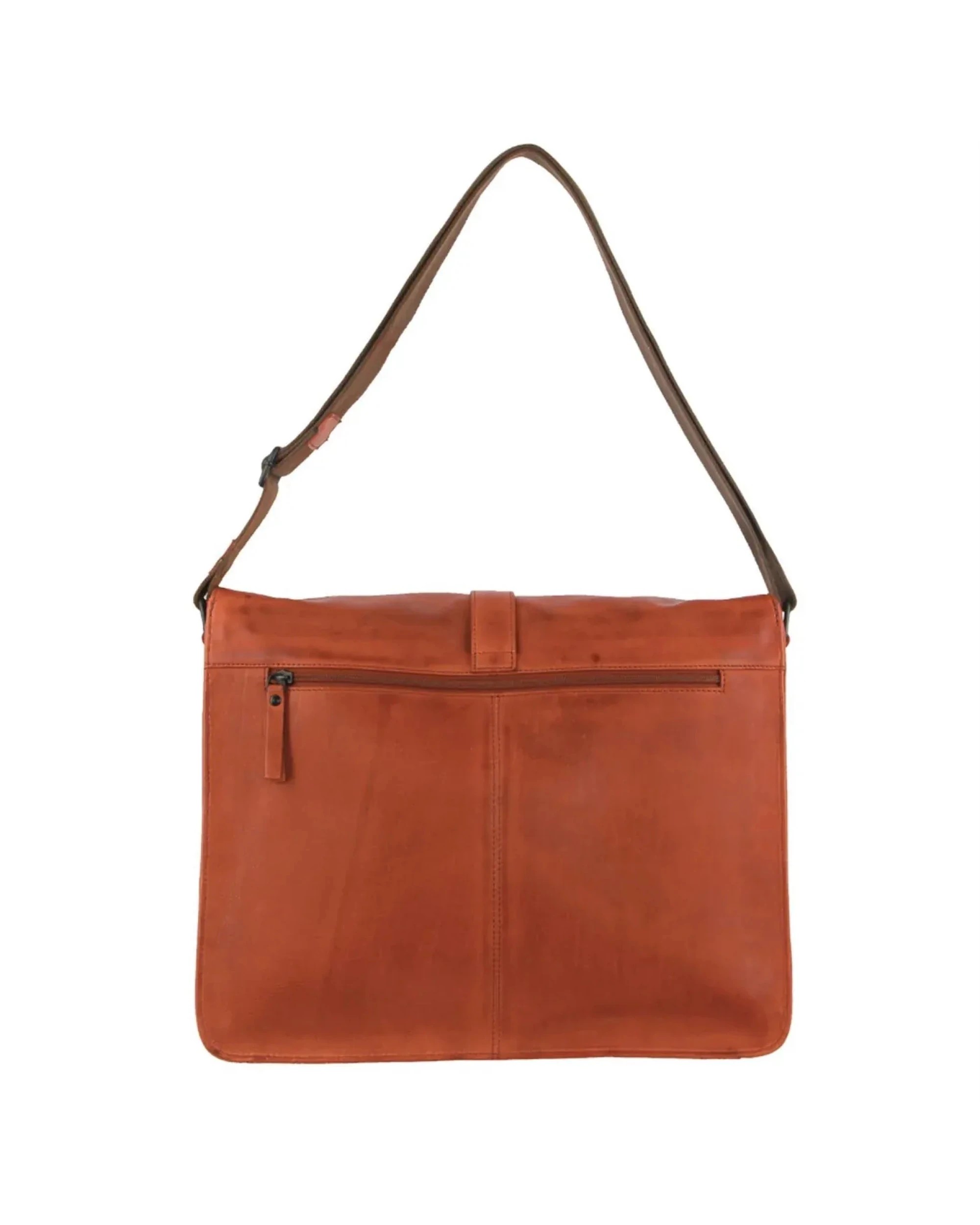 2 Pierre Cardin Italian Leather Flap-Over Laptop Computer Bag in Cognac, 2 of 5