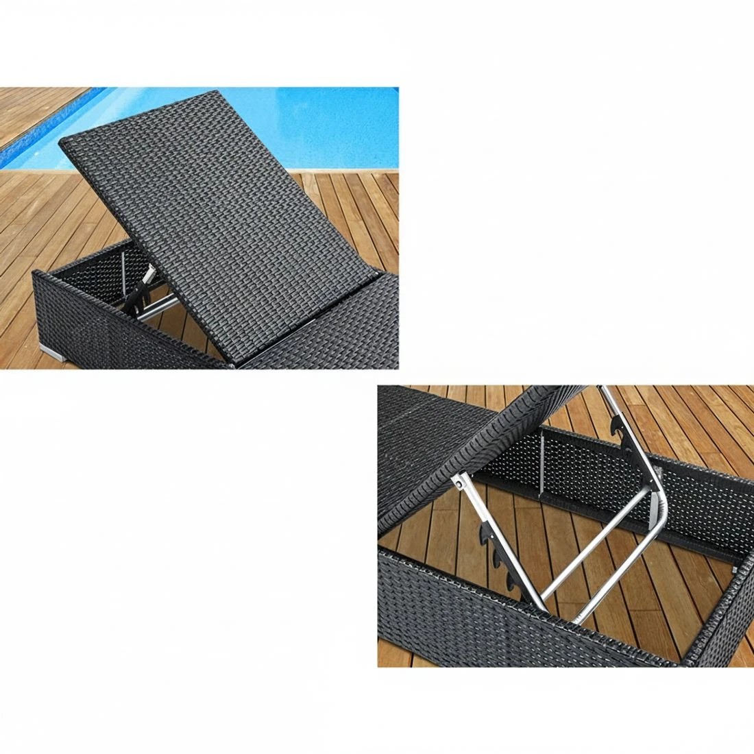 3 Gardeon Sun Lounge Wicker Lounger Outdoor Furniture Day Bed Adjustable Rattan Garden Cover - Black, 3 of 7