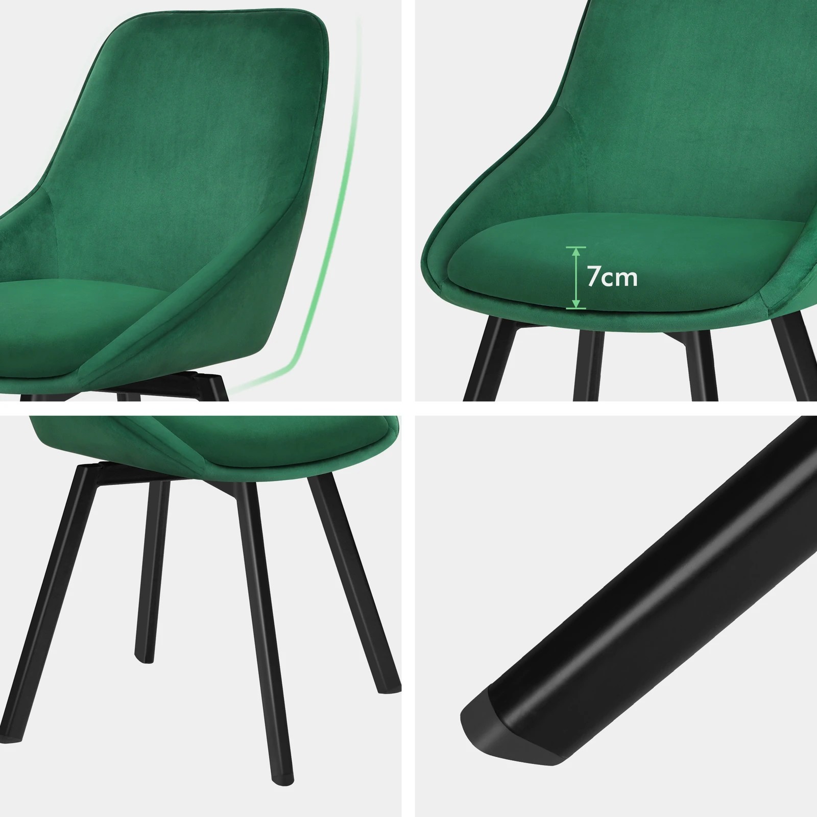 5 Alfordson 4x Dining Chairs Accent Kitchen Swivel Lounge Padded Seat Velvet - Green, 5 of 8