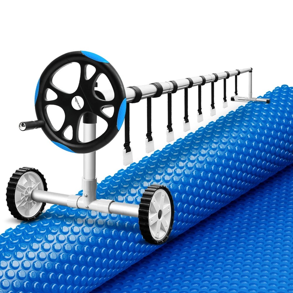 1 Aqua Buddy Pool Cover 600 Micron Solar Heat 9.5x5m Blanket w/ 5.55m Roller - Multi, 1 of 6