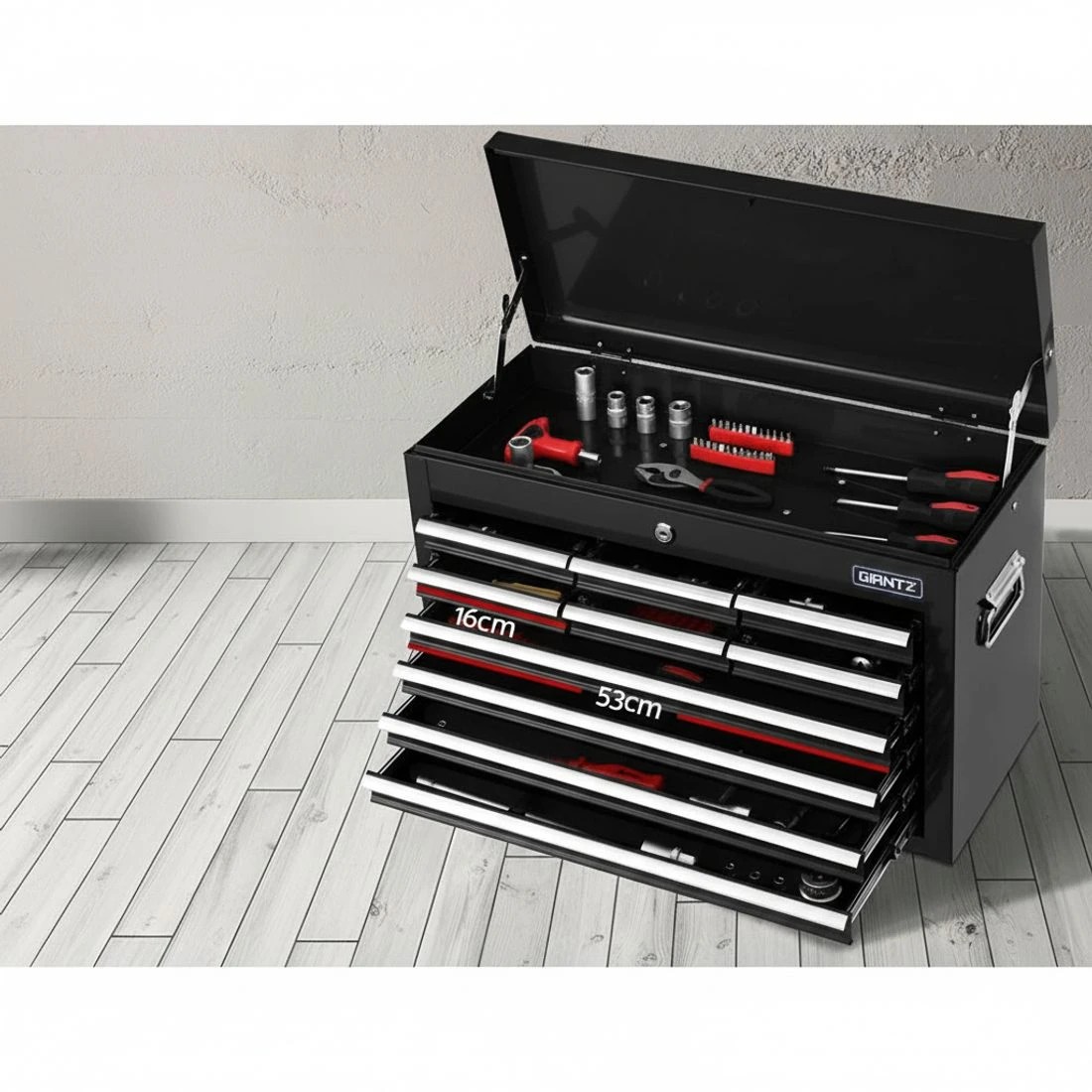 4 Giantz 16 Drawer Tool Box Cabinet Chest Trolley Toolbox Garage Storage - Black, 4 of 7