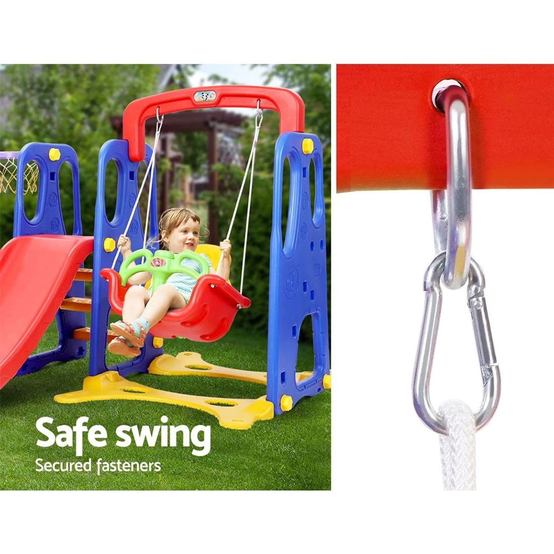 7 Keezi Kids Slide Swing Set Basketball Hoop Outdoor Playground Toys 120cm - Multi, 7 of 8