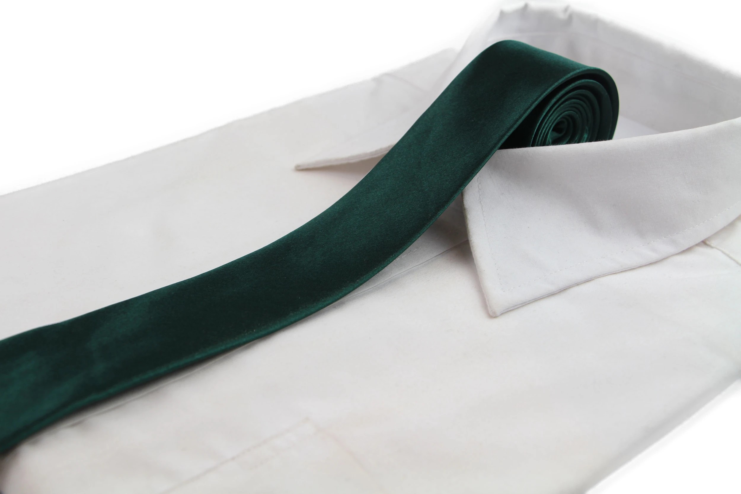 1 Zasel Mens Bottle Green 5cm Skinny Plain Neck Tie - Green - Green, 1 of 1