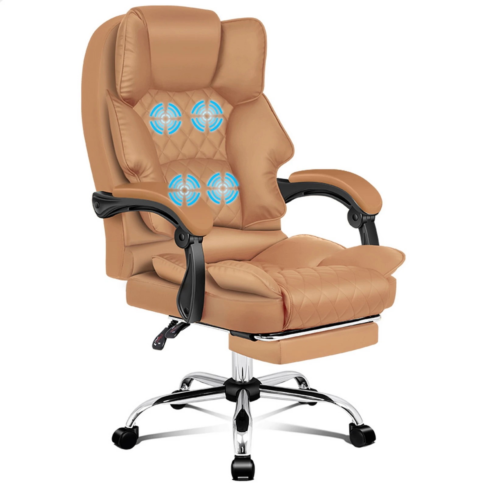 1 Alfordson Massage Office Chair Executive Recliner Gaming Computer Seat Leather - Brown, 1 of 10