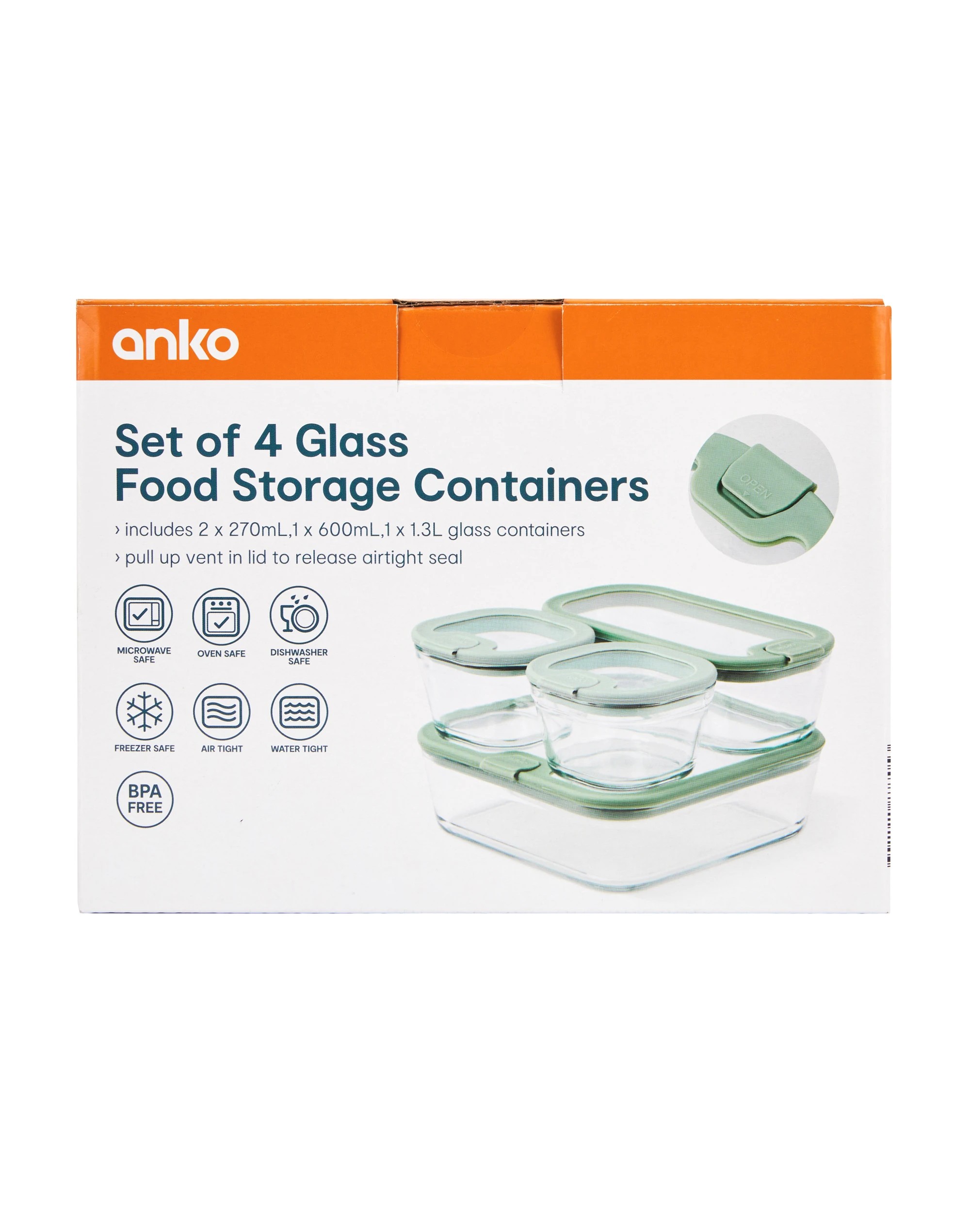 6 Set of 4 Glass Food Storage Containers, 6 of 6