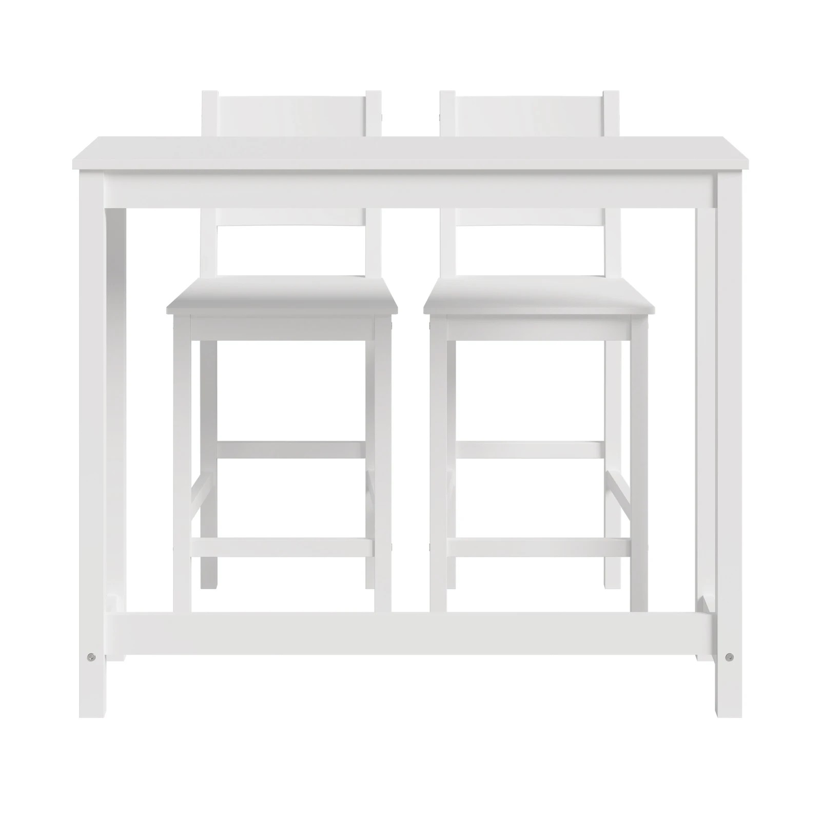 6 Oikiture 3pcs Bar Table Set 2 Stools Chairs Kitchen Dining Cafe Tables
 - White, 6 of 10
