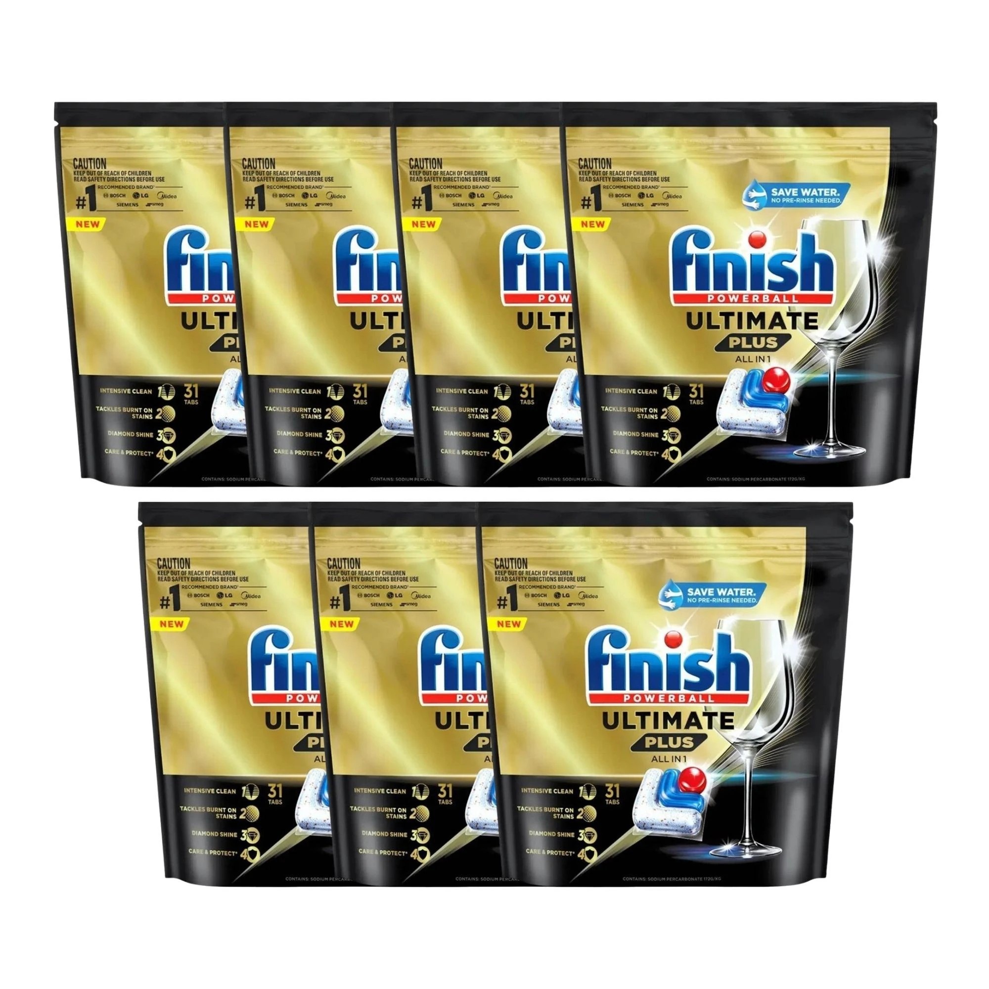 1 Finish Powerball Ultimate Plus Reg Dish Caps All In 1 Pk31 x7, 1 of 2