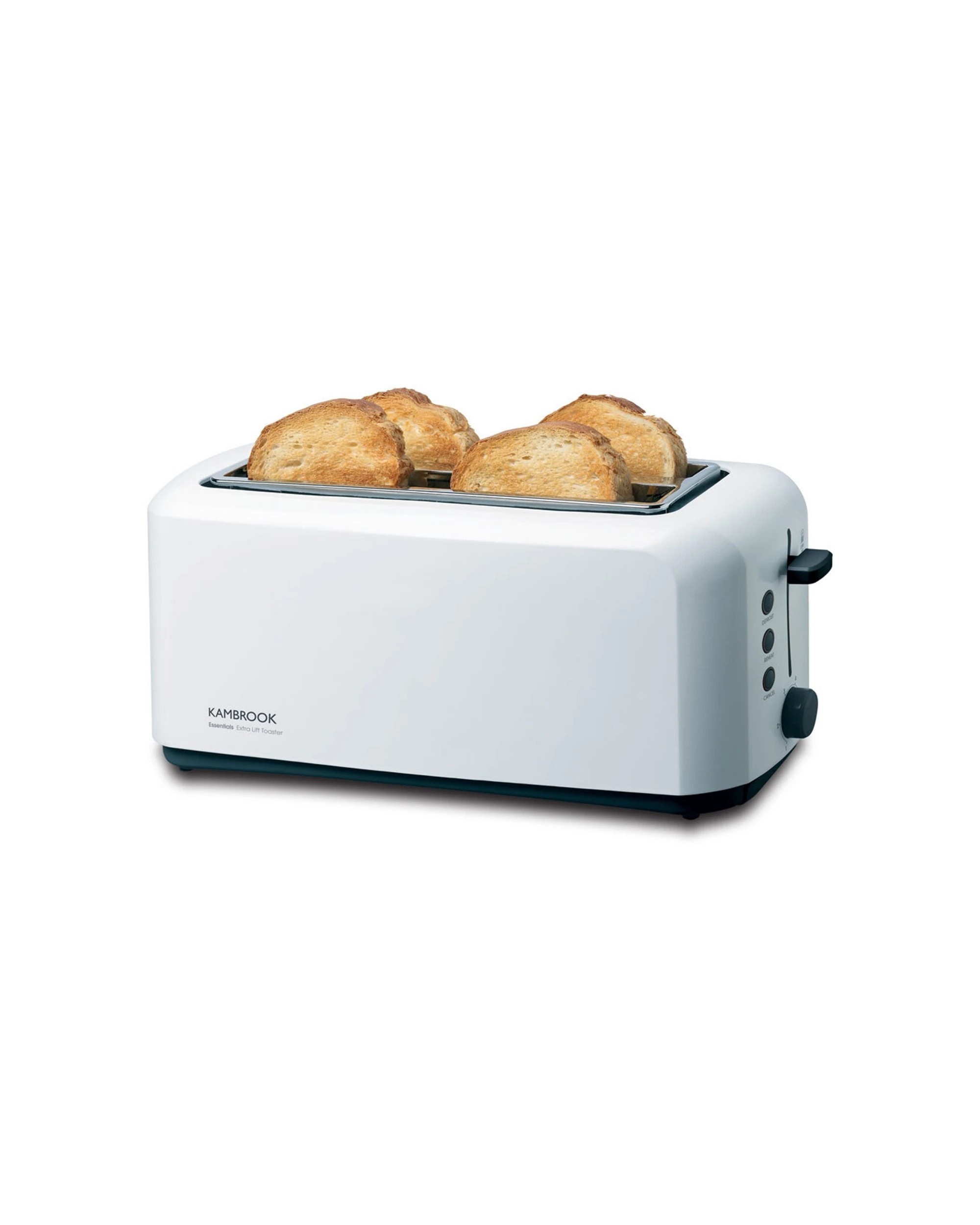 2 Kambrook 1450w Perfect Fit Extra Lift Wide/long Slot Plastic 4 Slice Toaster - White, 2 of 3