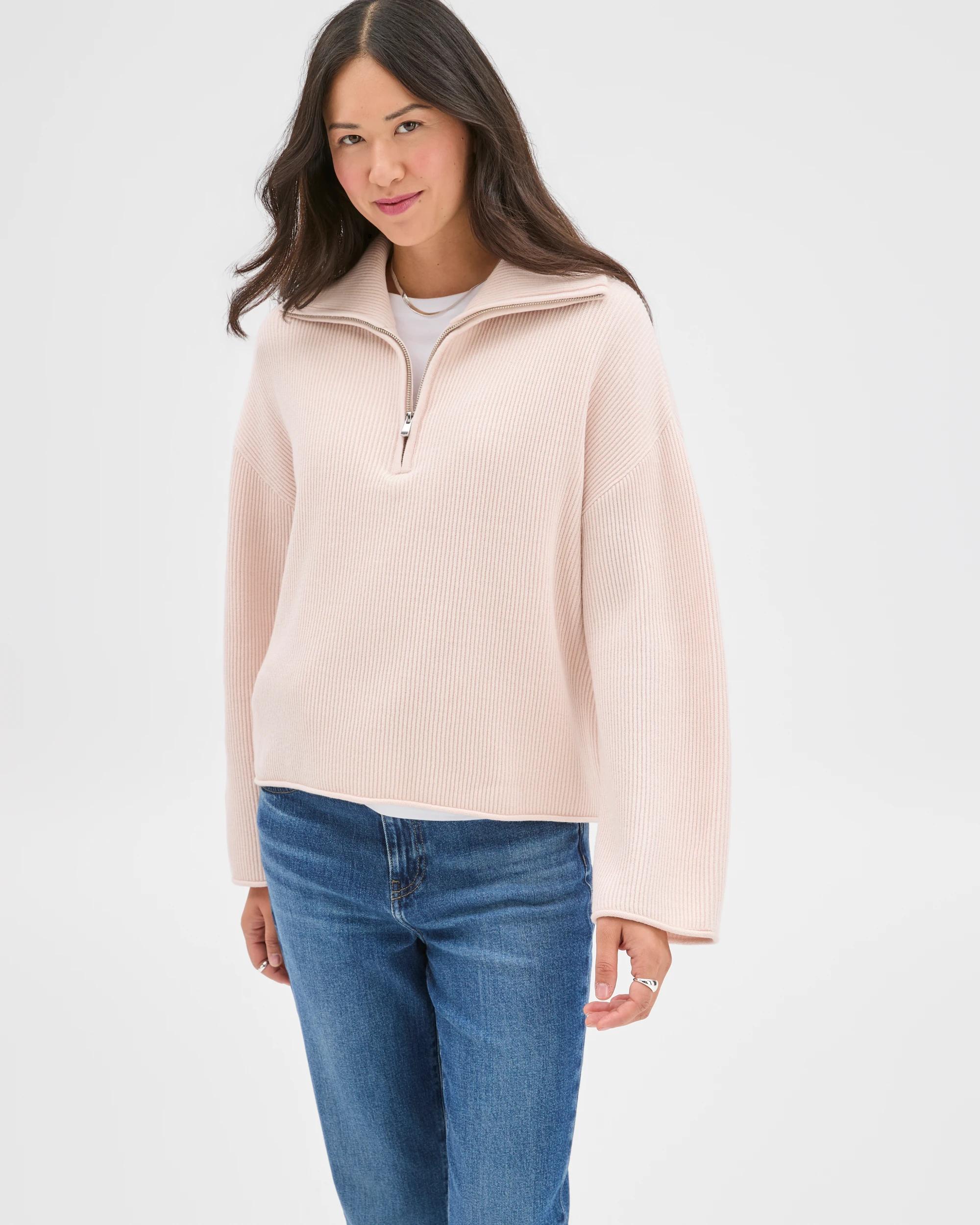 3 Target Woman Australian Cotton Blend Zip Collar Jumper MAUVE PINK, 3 of 7