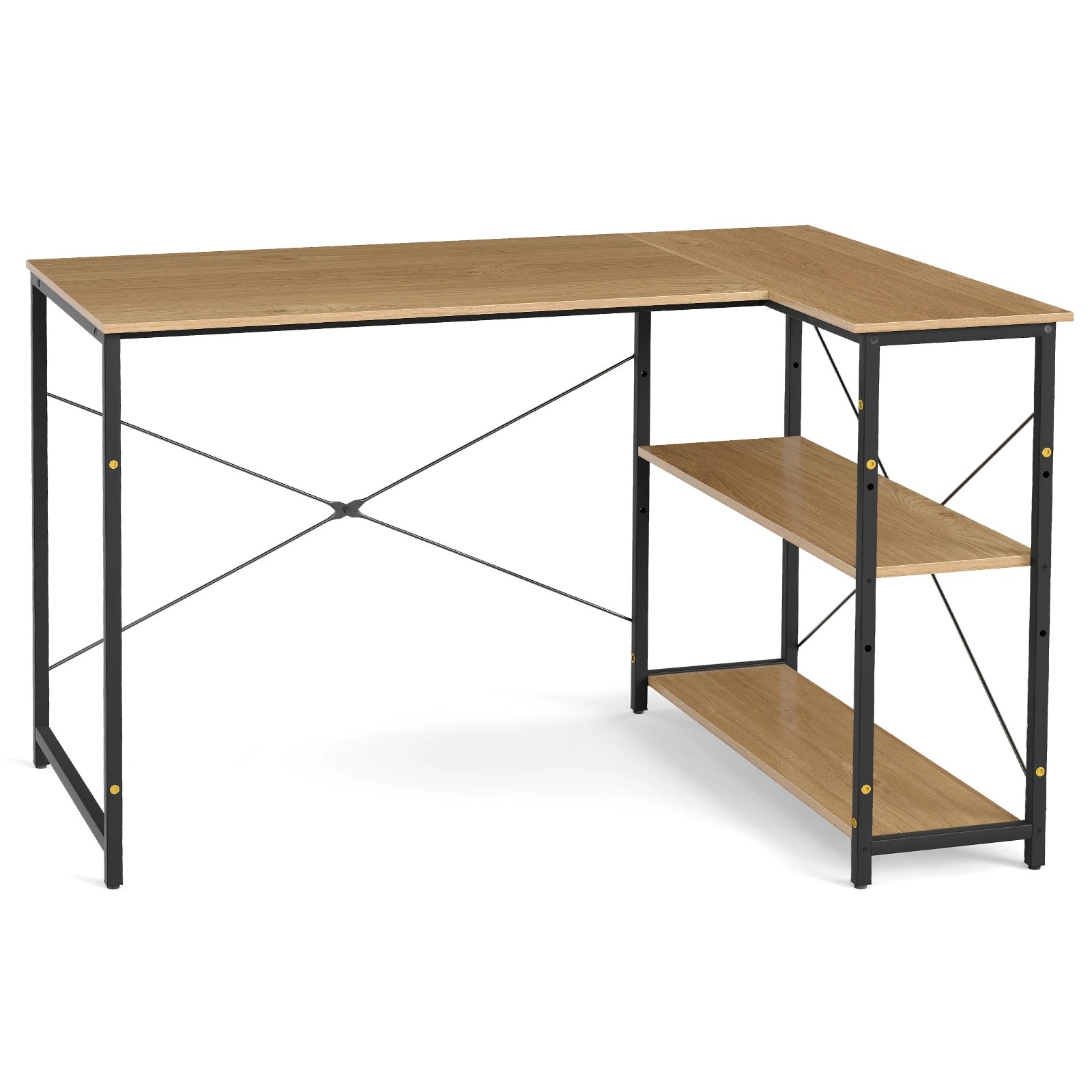 1 Costway L-Shaped Corner Computer Desk Writing Study Table Workstation, 1 of 3