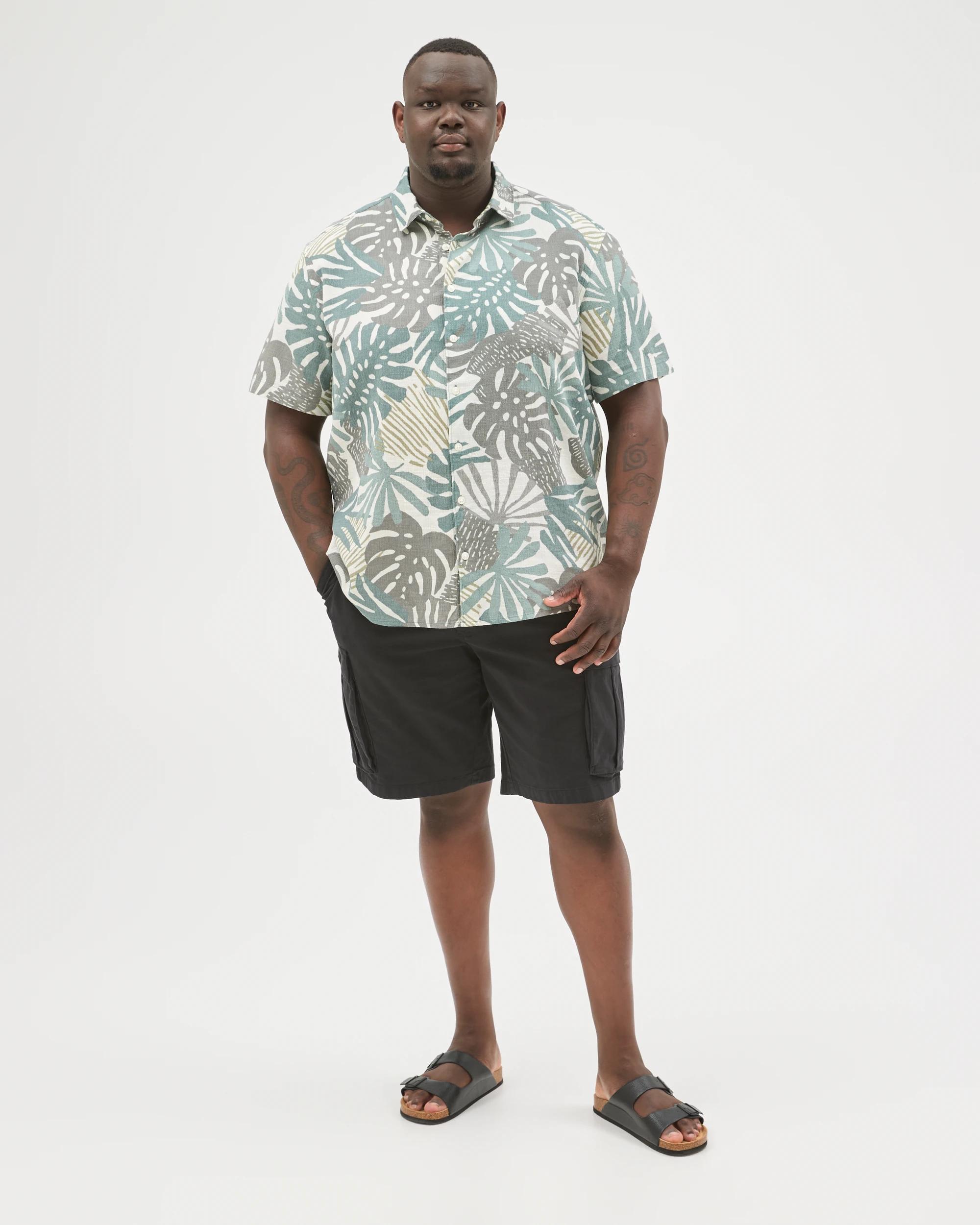 2 Target Man Plus Size Australian Cotton Short Sleeve Floral Shirt GREEN, 2 of 6