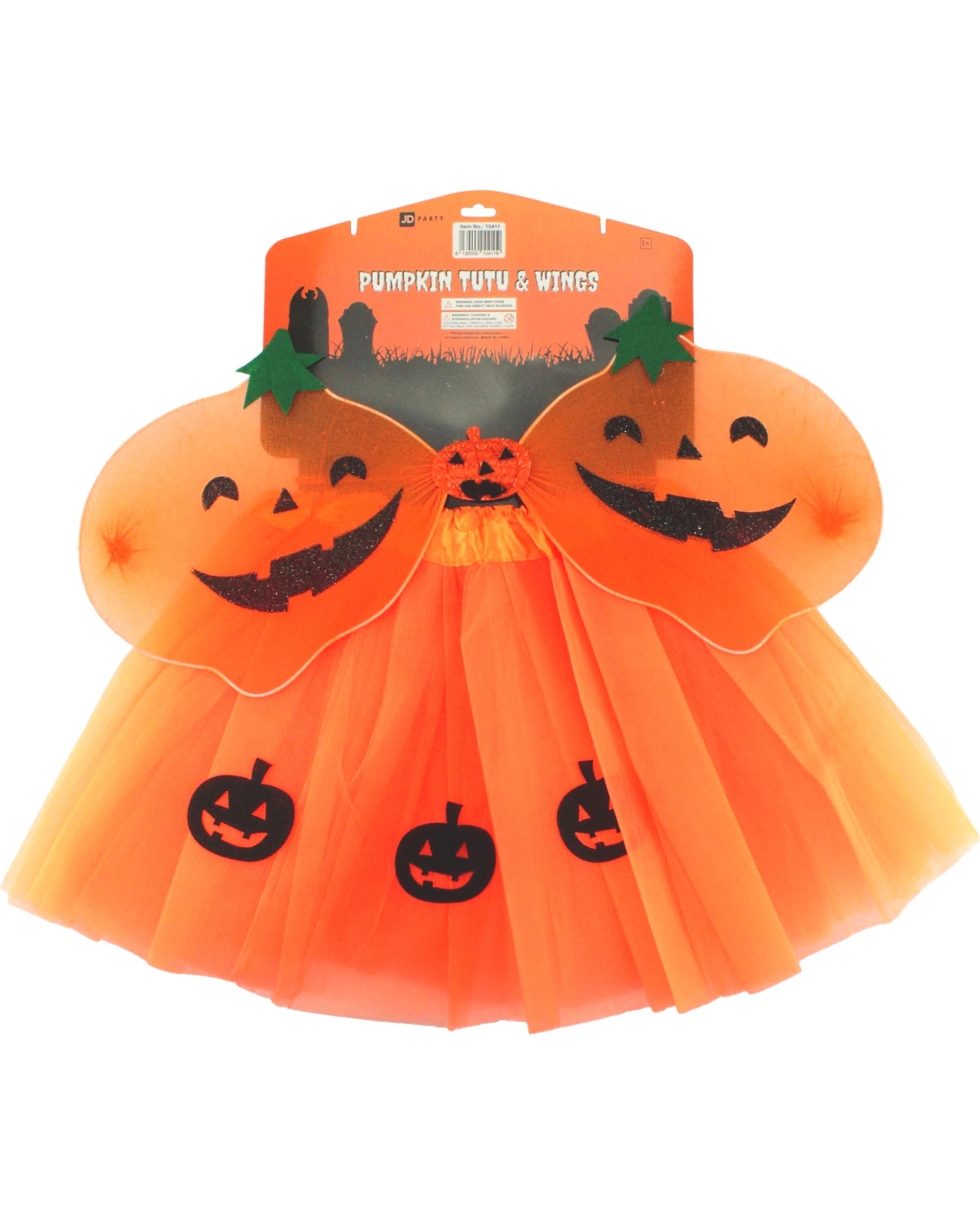 2 JD Party Kids Pumpkin Tutu and Wings Set - One Size - Orange, 2 of 2