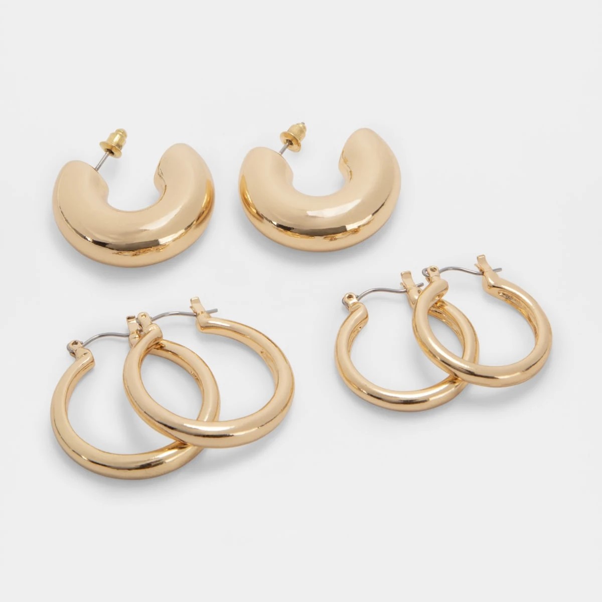 2 3 Pack Mini Hoop Earrings - Gold Tone, 2 of 4