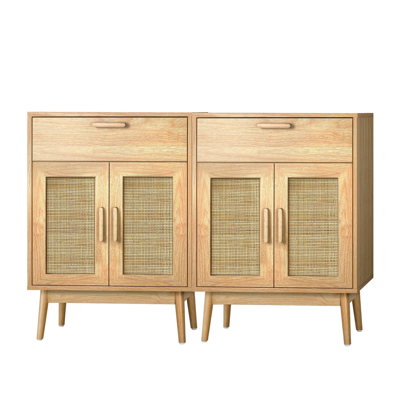 1 Oikiture 2x Buffet Sideboard Rattan Cupboard Cabinet - Natural, 1 of 9