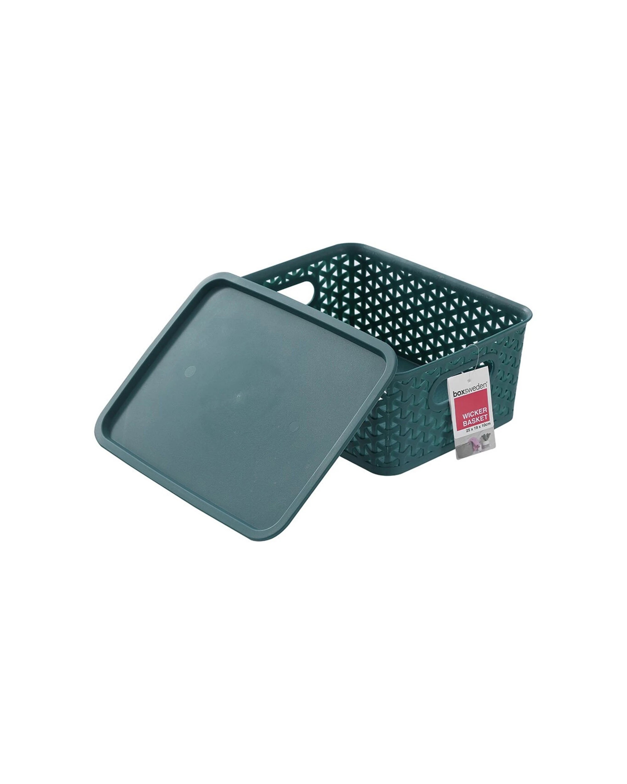 2 Boxsweden Wicker 25cm Woven Texture Storage Basket With Lid Small - Assorted, 2 of 5