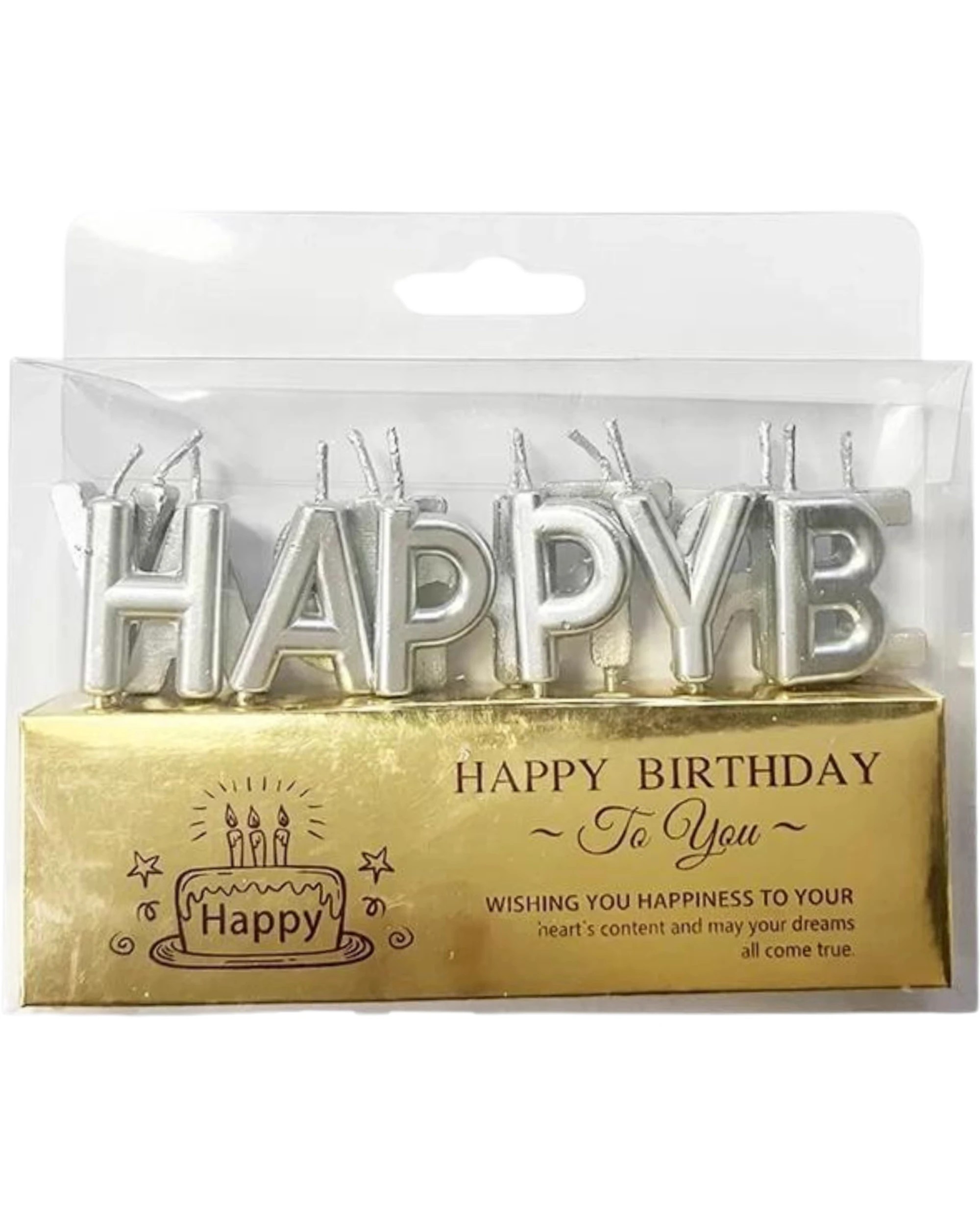 1 Party Maker Metallic Happy Birthday Candles Pack of 13 - Silver, 1 of 1
