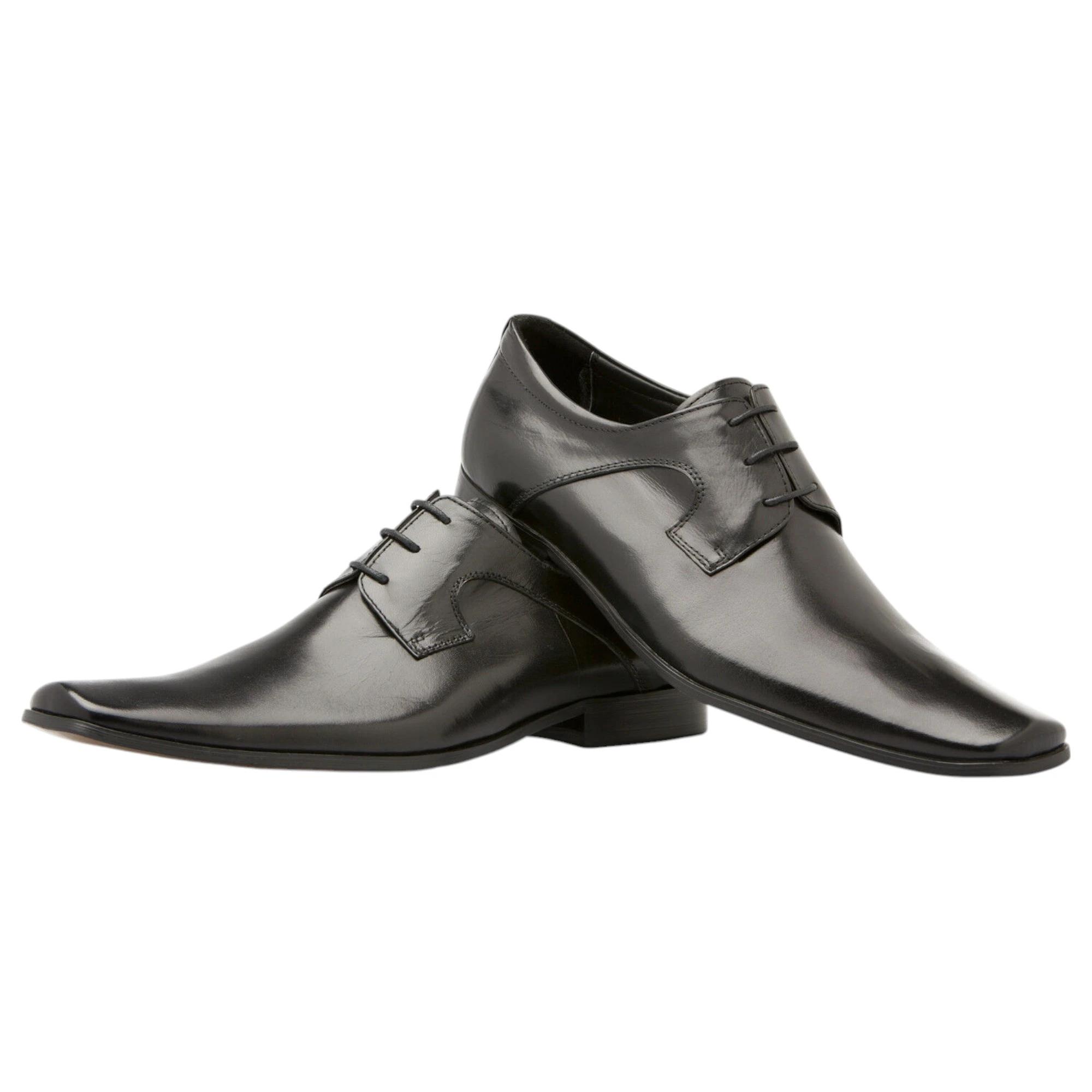 3 Zasel Mens Latsion Leather Dress Casual Formal Lace Up Shoes BLACK, 3 of 3