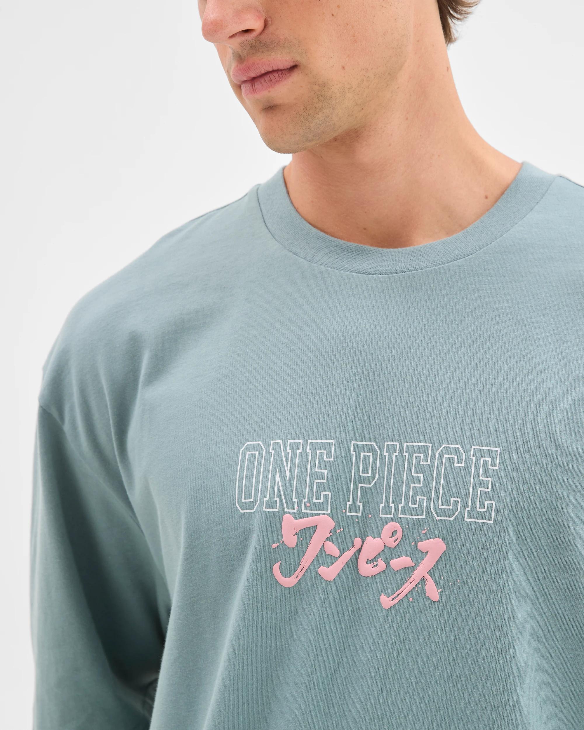 4 One Piece Onepiece Strawhat Australian Cotton Print T-Shirt MOSS GREEN, 4 of 5