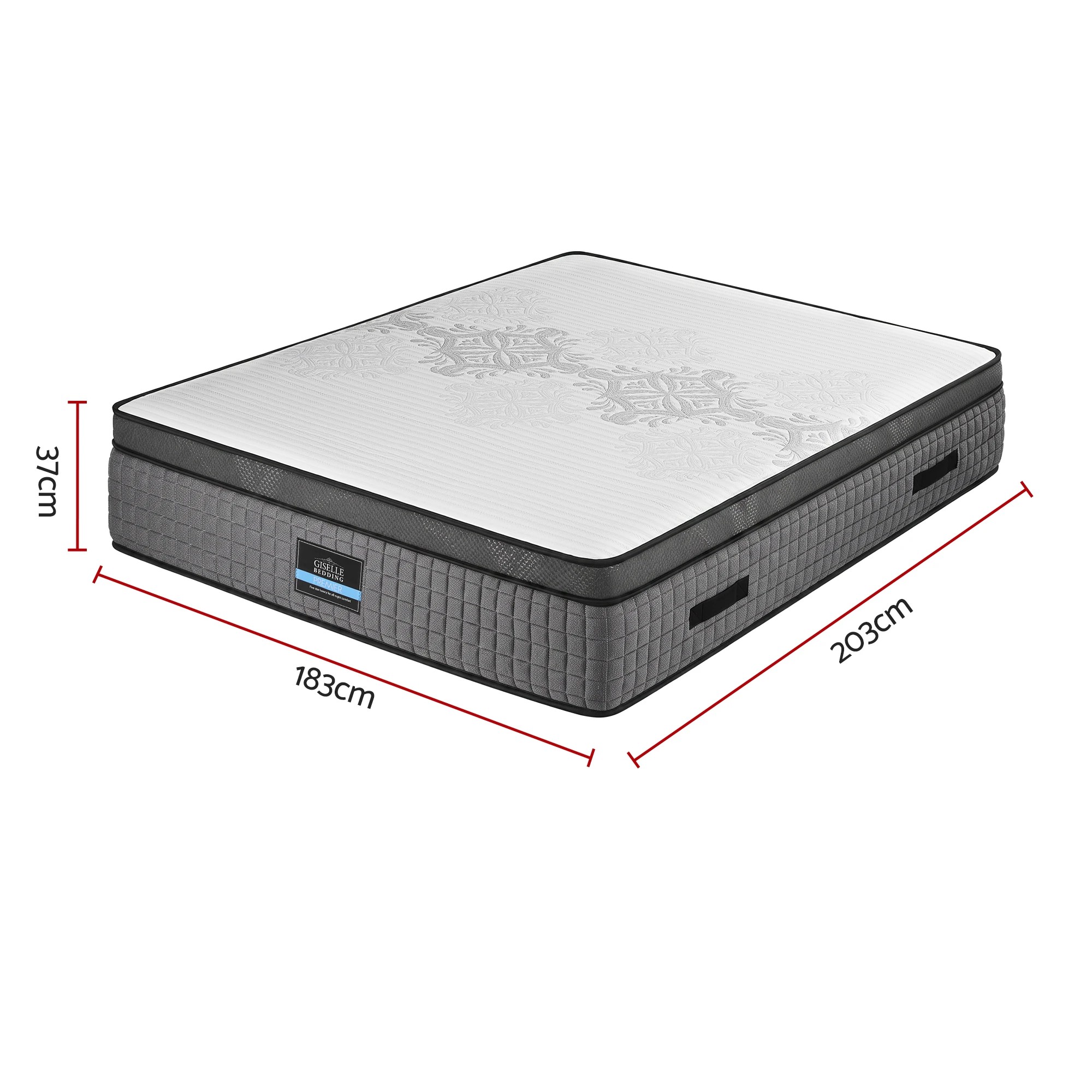 3 Giselle Bedding Mattress 37cm Dual-Zone Flippable Cool Gel Memory Foam - King Bed - Grey, 3 of 10