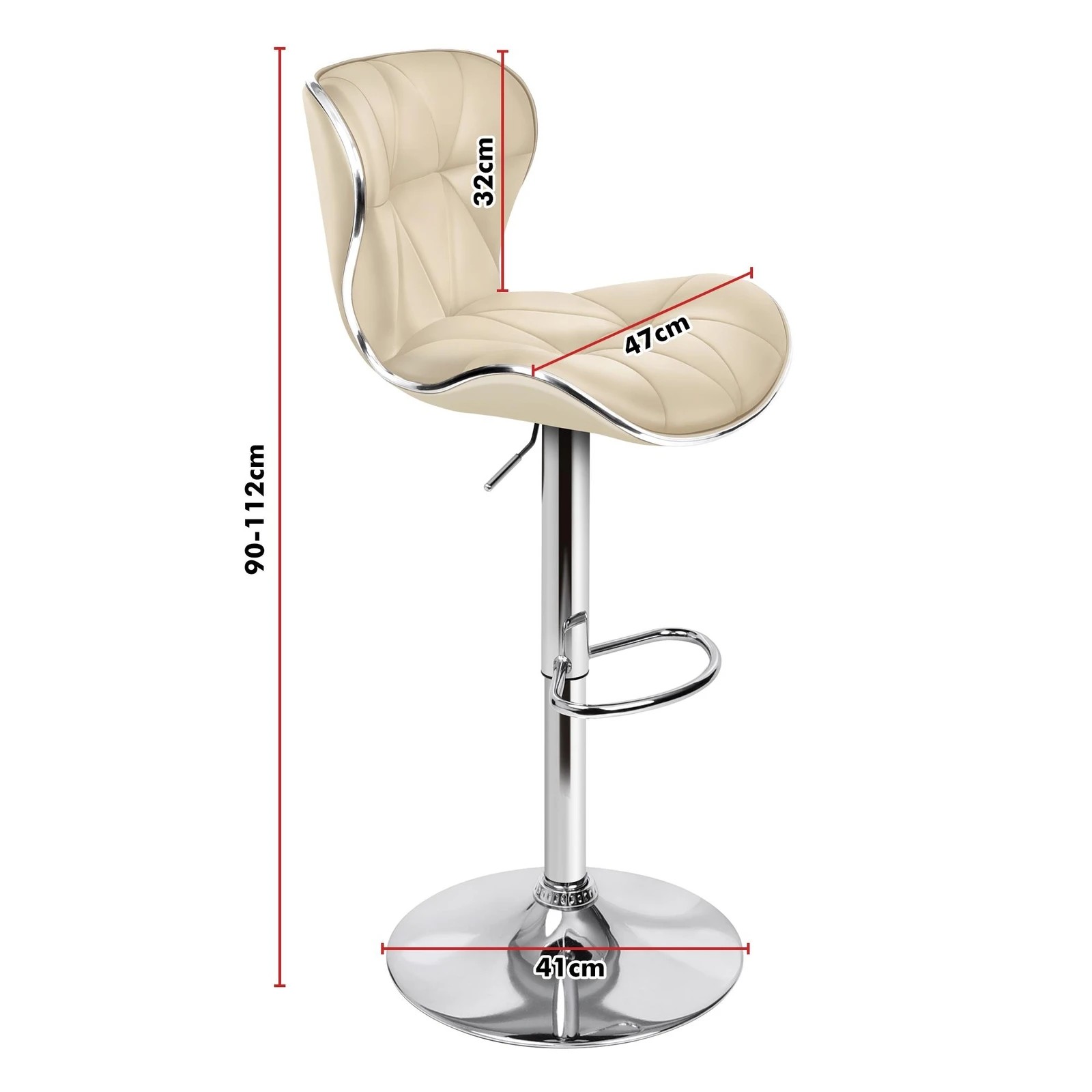 3 Alfordson 2x Bar Stools Luna Kitchen Swivel Chair Leather Gas lift - Beige, 3 of 9