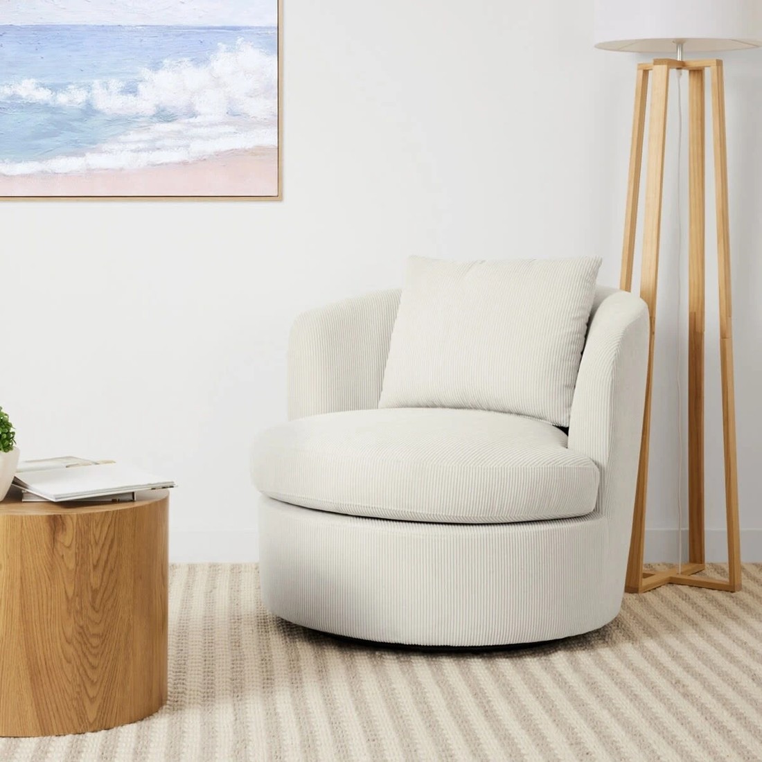 1 Cord Swivel Chair, 1 of 8