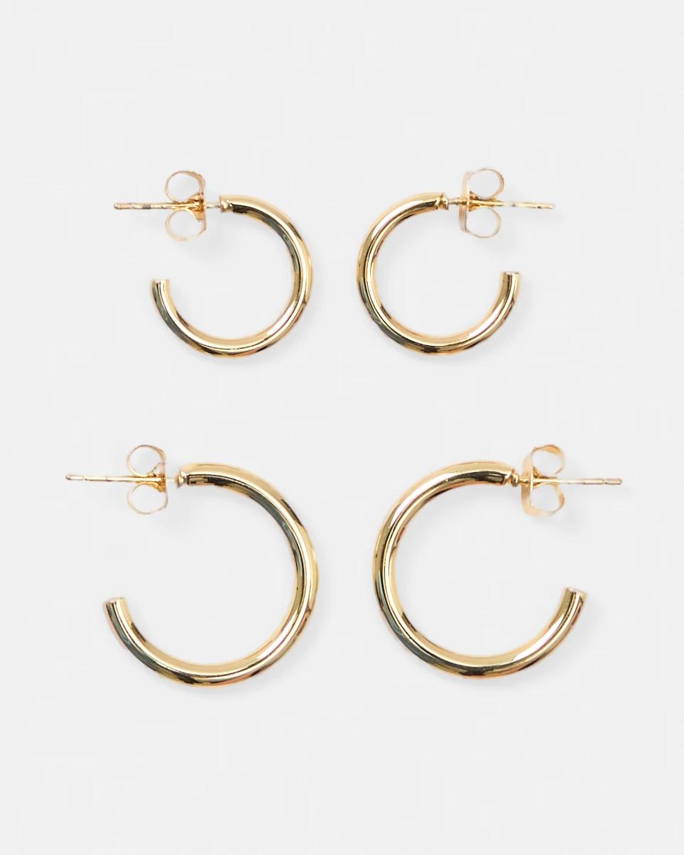 1 2 Pack 18K Gold Plated Hoop Earrings Gold, 1 of 4
