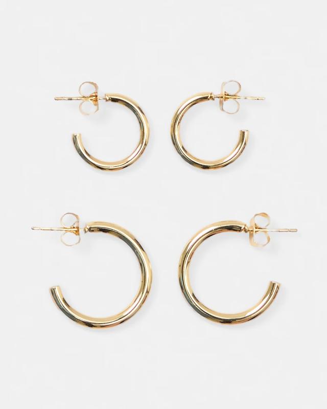 2 Pack 18K Gold Plated Hoop Earr