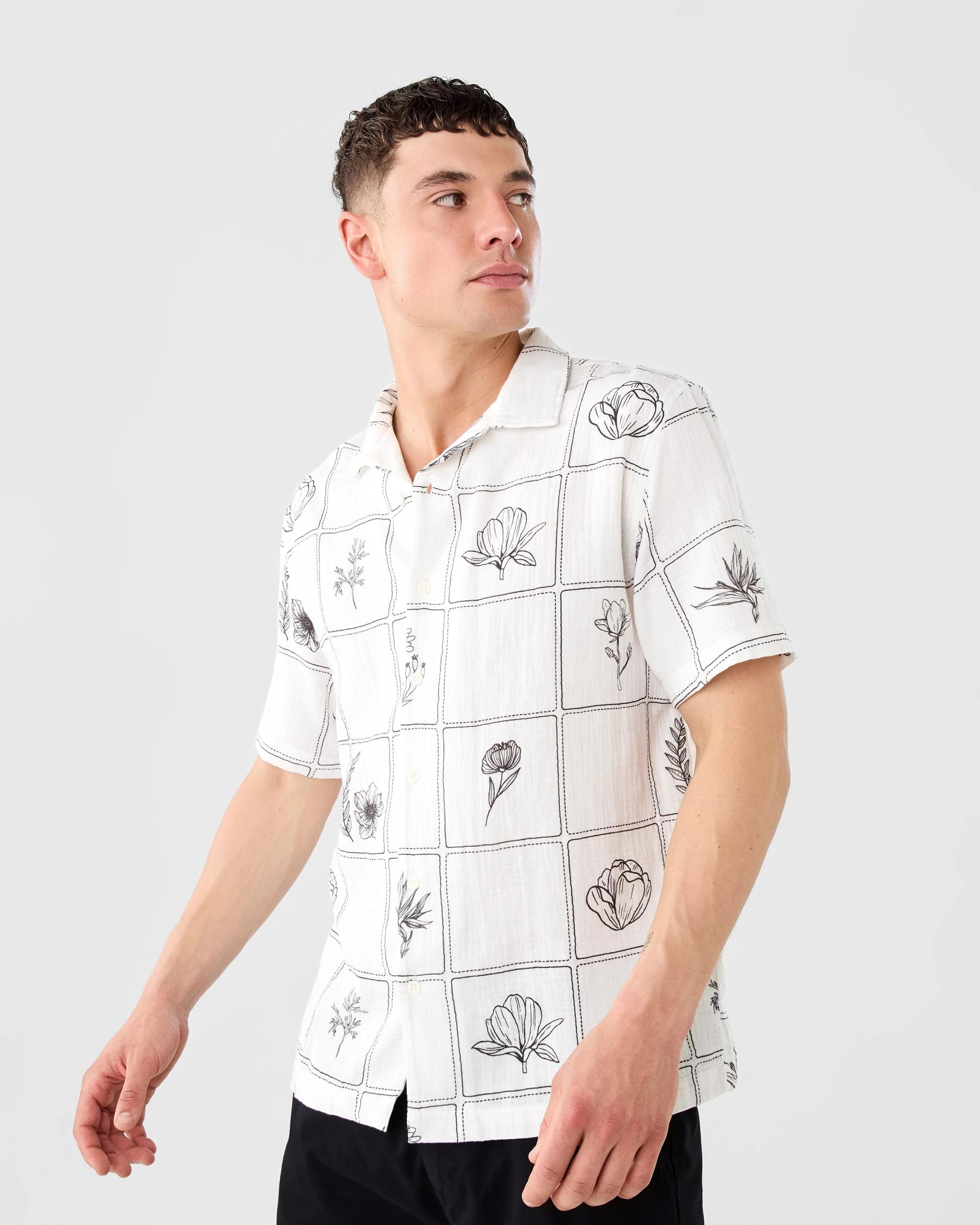 1 Short Sleeve Double Cloth Print Shirt Bge Chk, 1 of 8