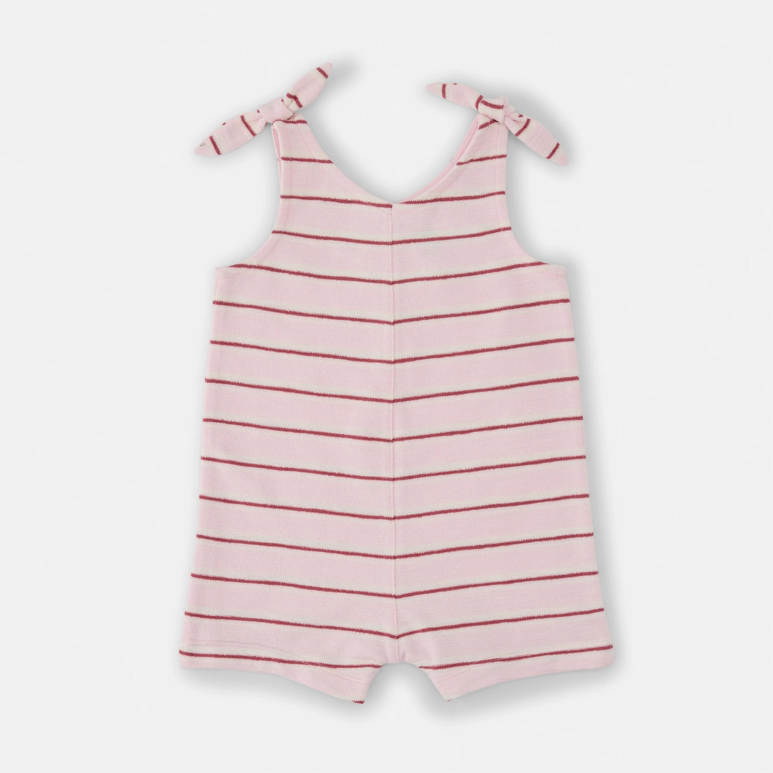 2 Sleeveless Slub Romper Pnk Stripe, 2 of 5