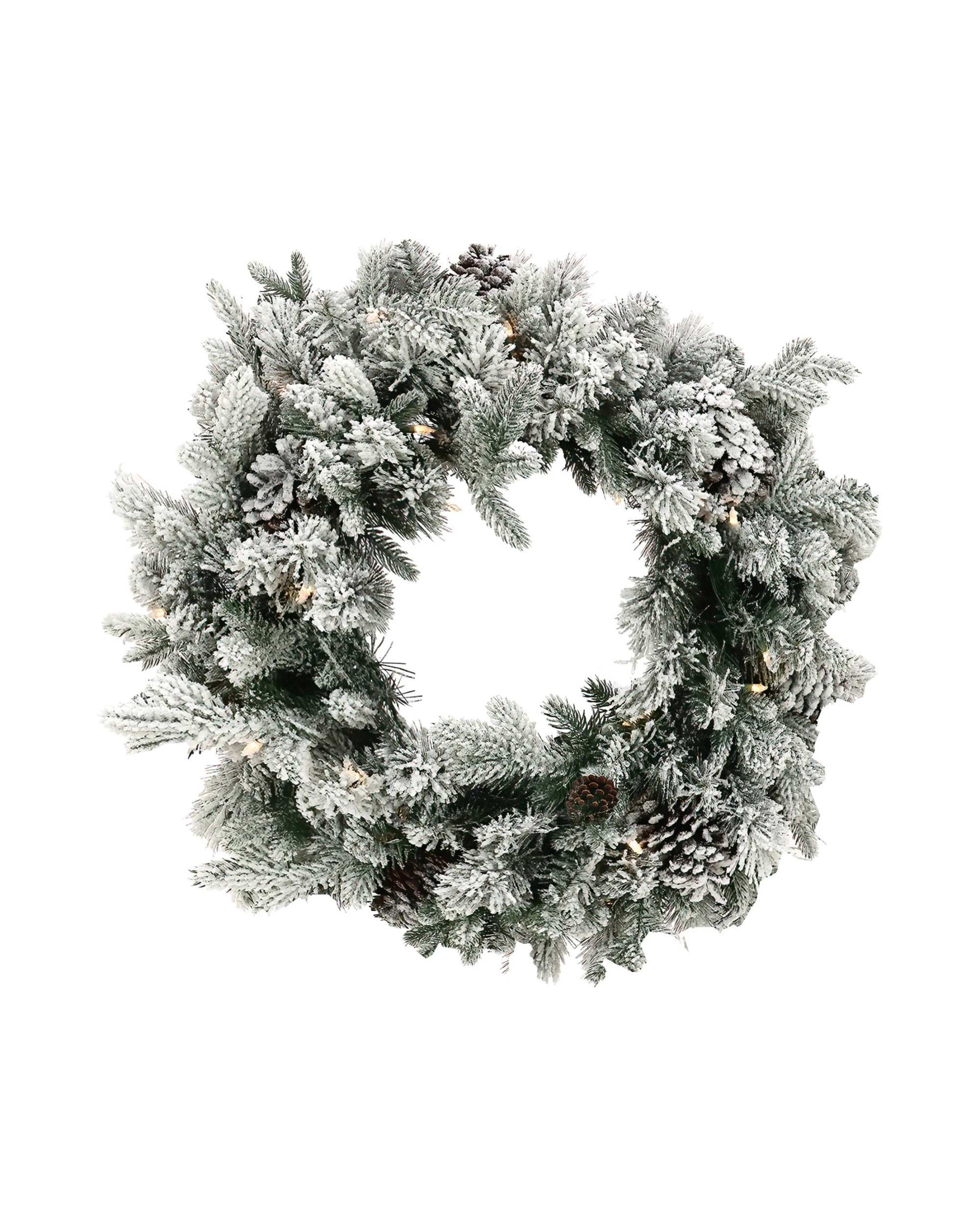 2 Christabelle 61cm Snowy Christmas Wreath with LED Lights Dorchester Pine Cones Front Door Decoration Ornament, 2 of 6