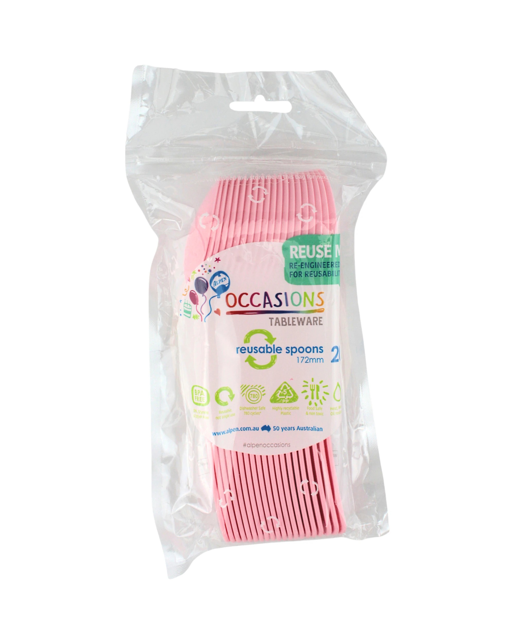 2 Alpen Reusable Spoons Pack of 20 - Light Carnation Pink - Light Carnation Pink, 2 of 3