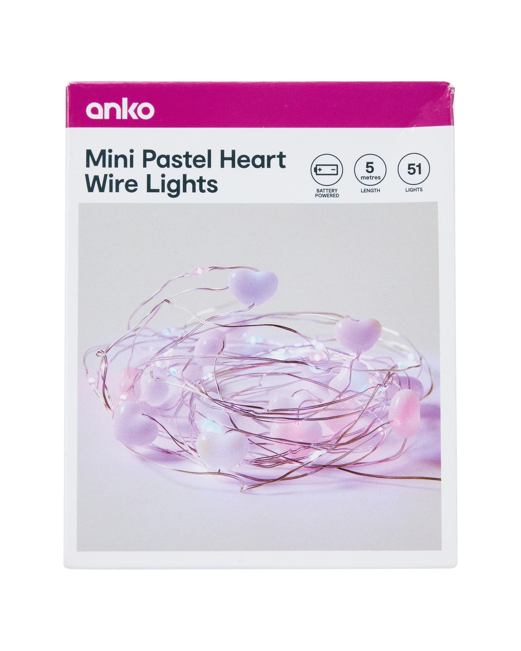 9 Mini Pastel Heart Wire Lights, 9 of 9