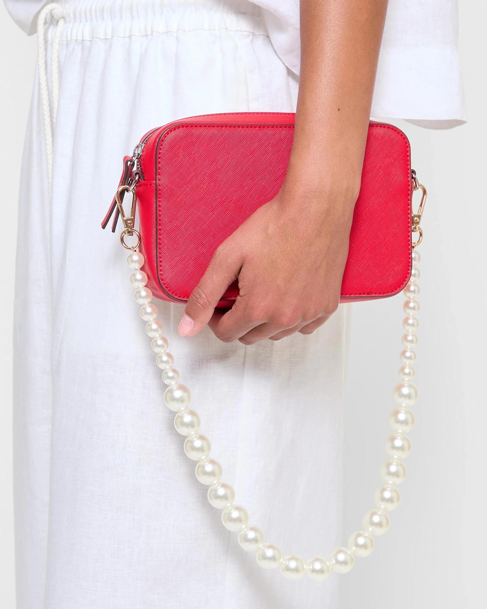 1 Target Faux Pearl Bead Chain Short Bag Strap PEARL/GOLD, 1 of 3