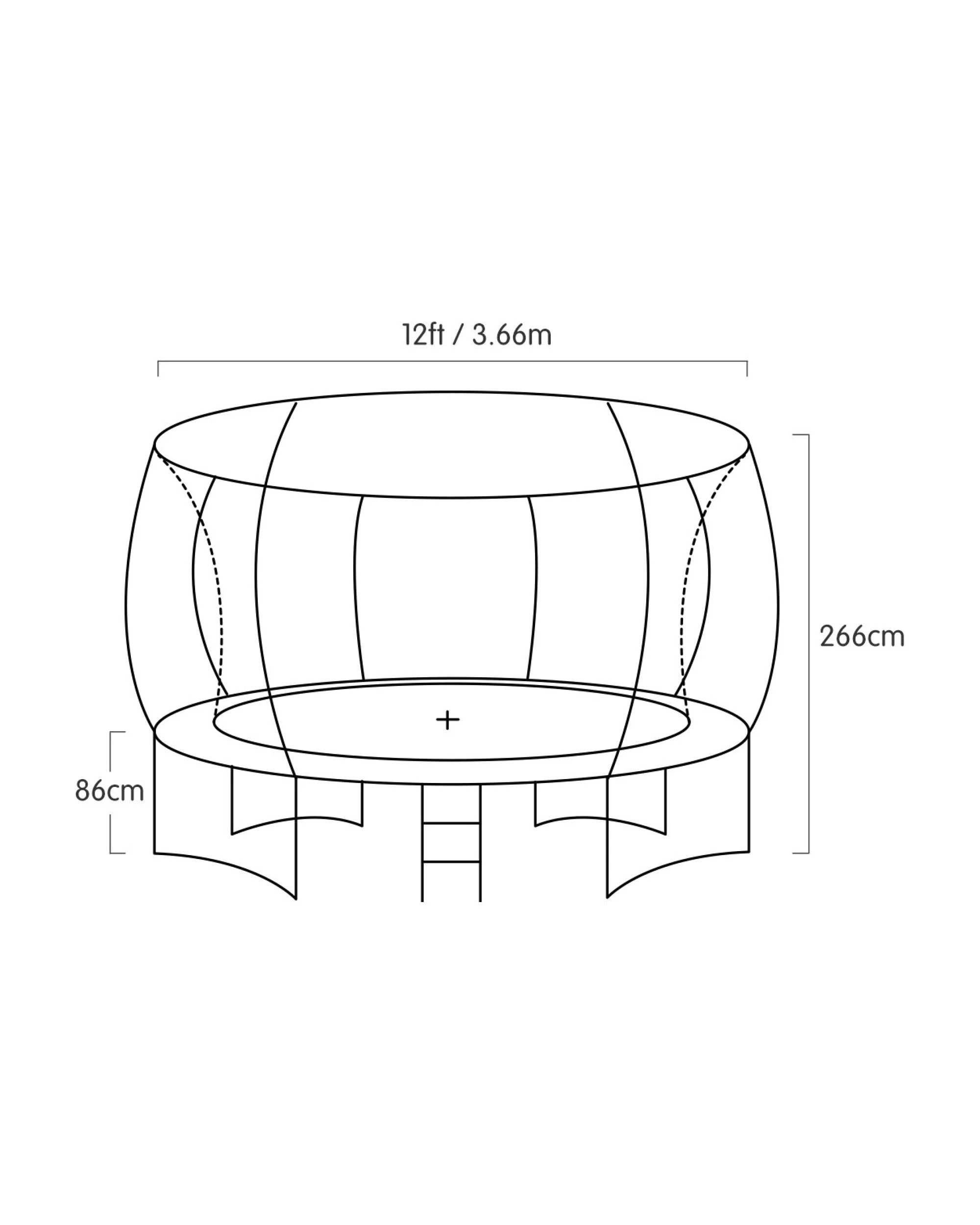 3 Kahuna 12ft Trampoline with LED Basketball Set and Roof, 3 of 9