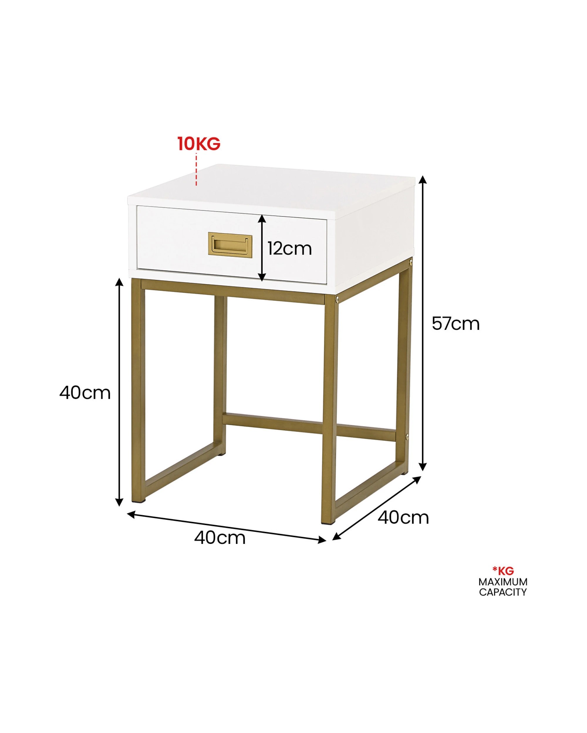 3 Sarantino Emilia Bedside Table Night Stand - White Gold, 3 of 9
