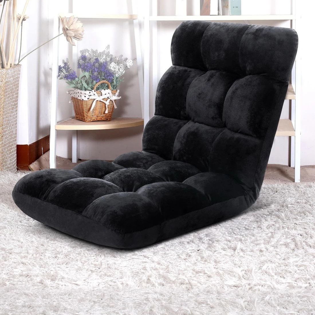 3 Artiss 4X Lounge Sofa Bed Flannel Fabric - Black, 3 of 9