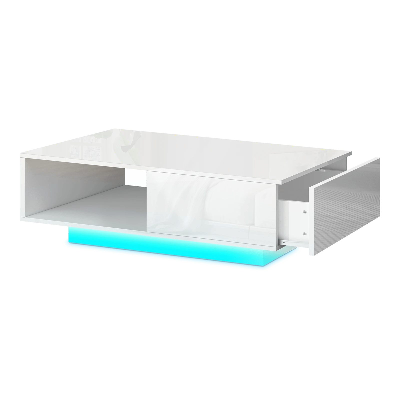 1 Alfordson Coffee Table 1 Drawer LED Gloss - White, 1 of 10