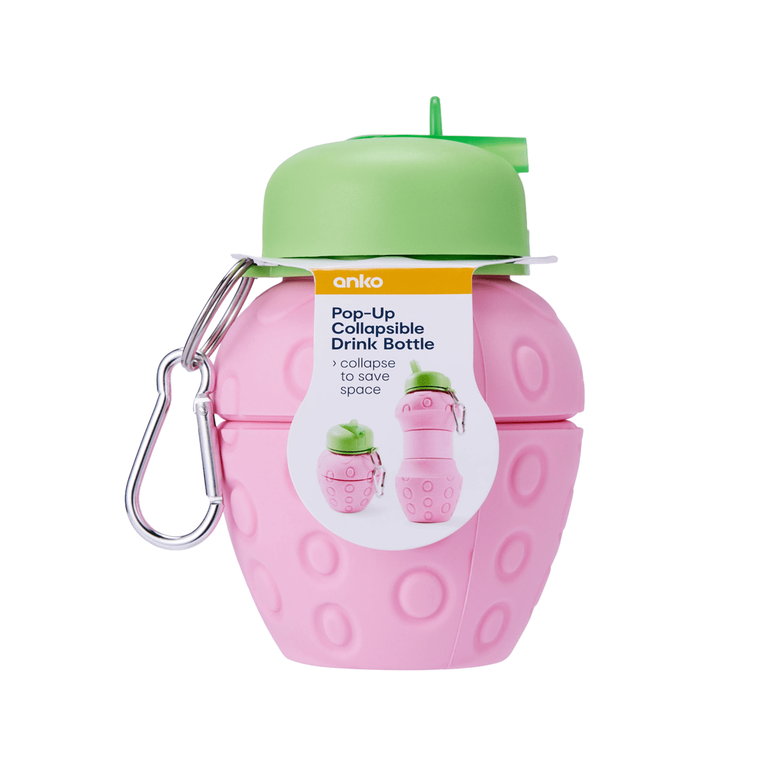10 600ml Pop-Up Collapsible Drink Bottle - Strawberry, 10 of 10