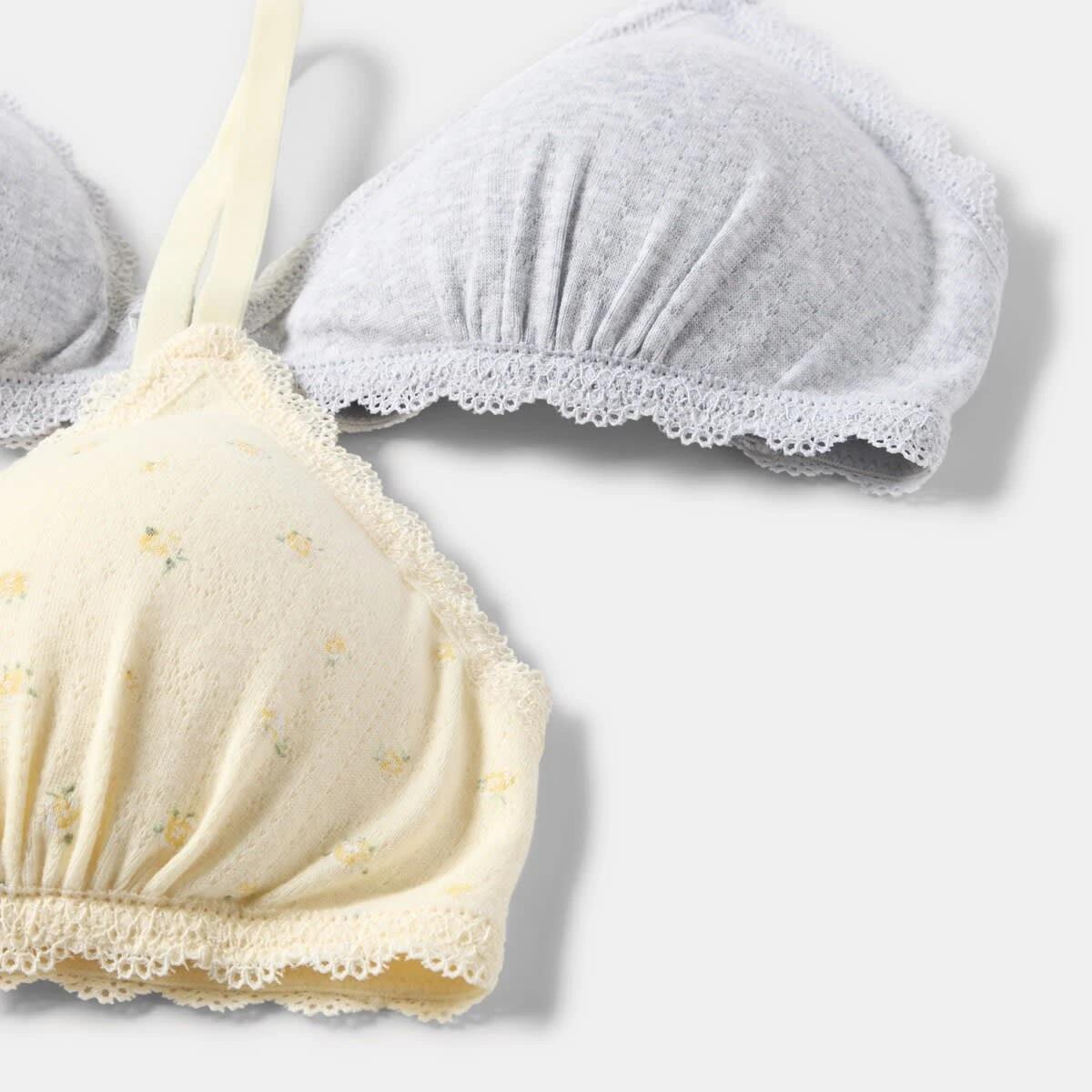 2 2 Pack Pointelle Bralette Yellw Flrl, 2 of 9