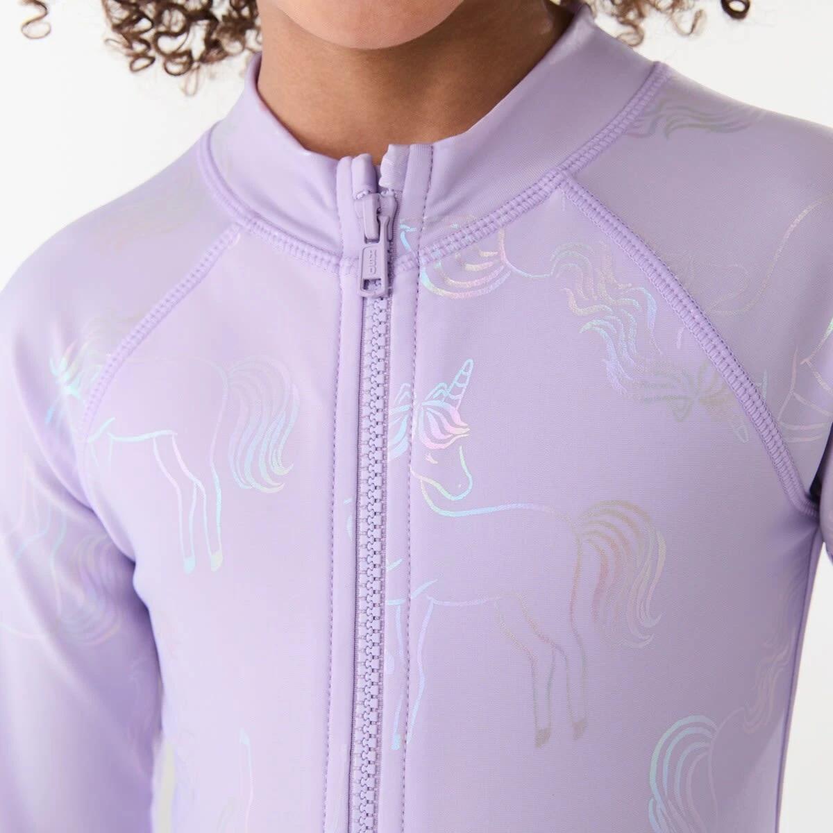 3 Long Sleeve One Piece Swimsuit UNICORN SHIMMER PASTEL LILAC, 3 of 8