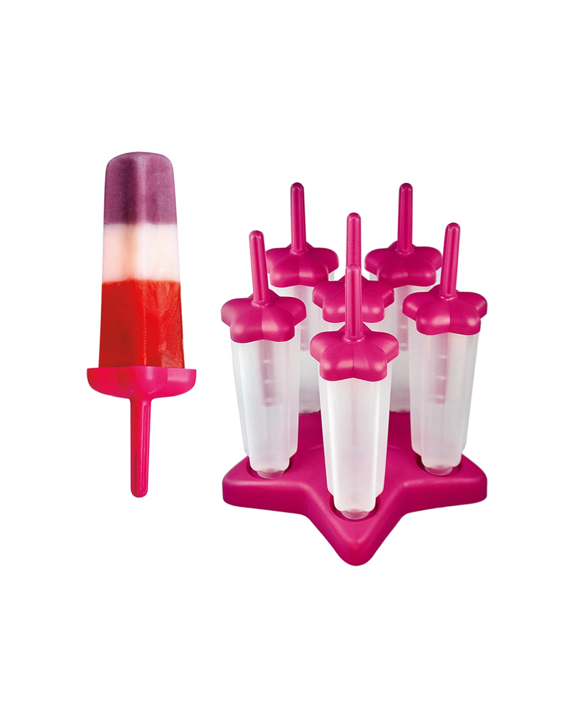 3 Appetito 6pc Home Kitchen Star Ice Pop Mould - Pink, 3 of 4