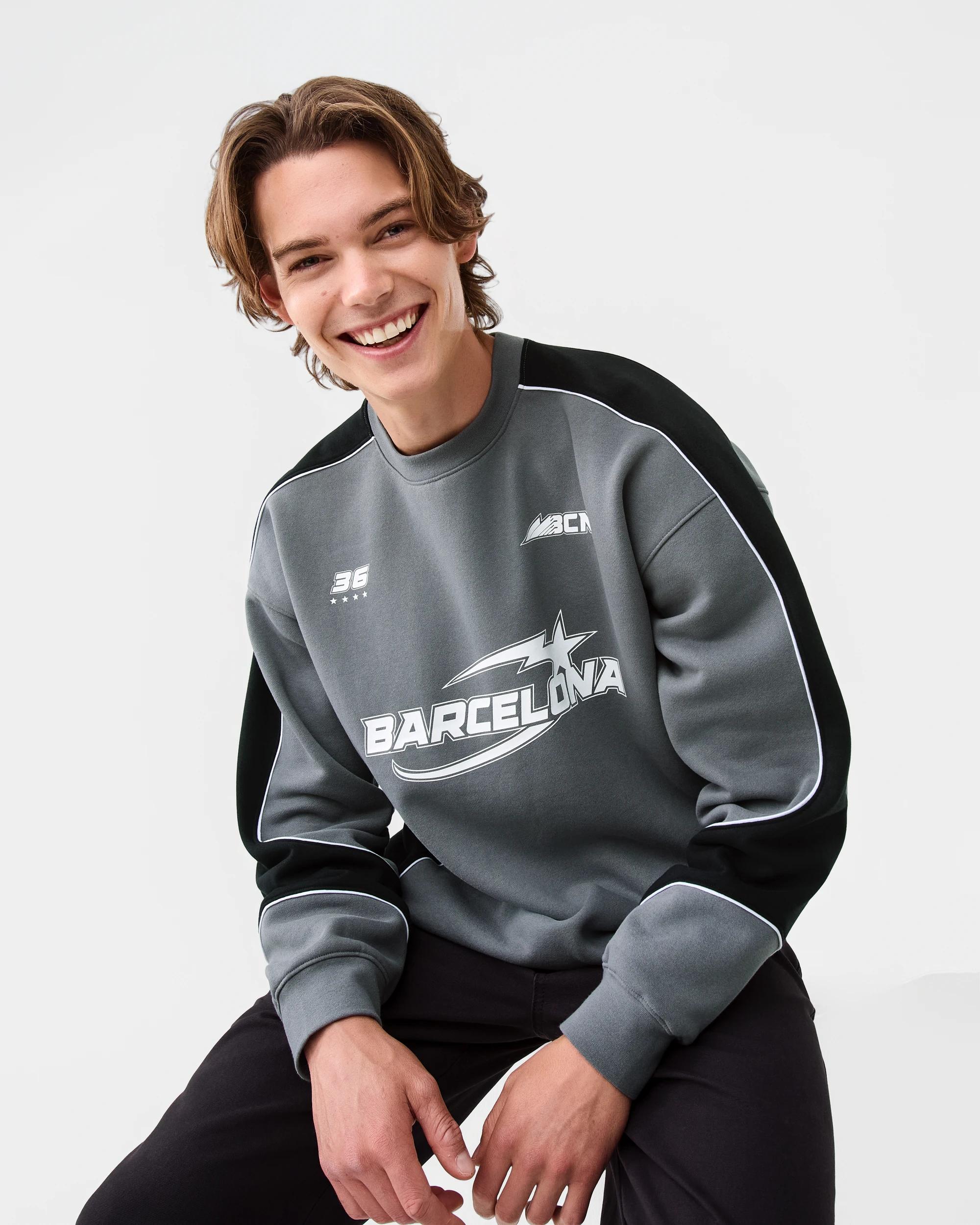 8 Spliced Crew Neck Sweatshirt Gry Brclna, 8 of 9