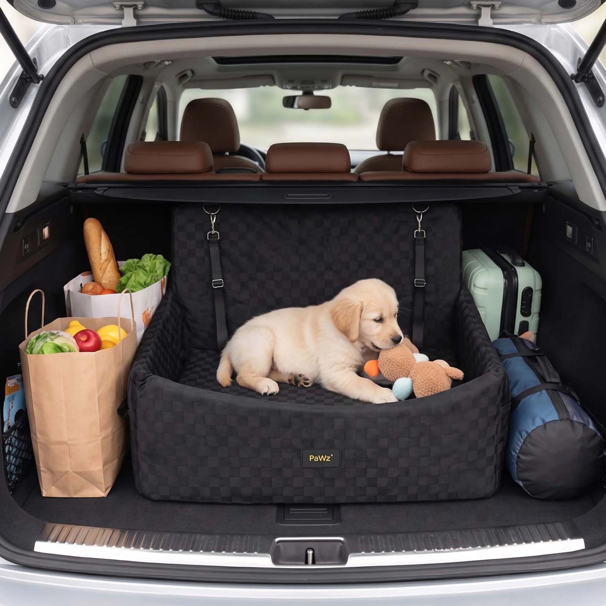 8 PaWz Dog Booster Car Seat, Elevated Pet Car Bed with Tether, Front Back, 8 of 8
