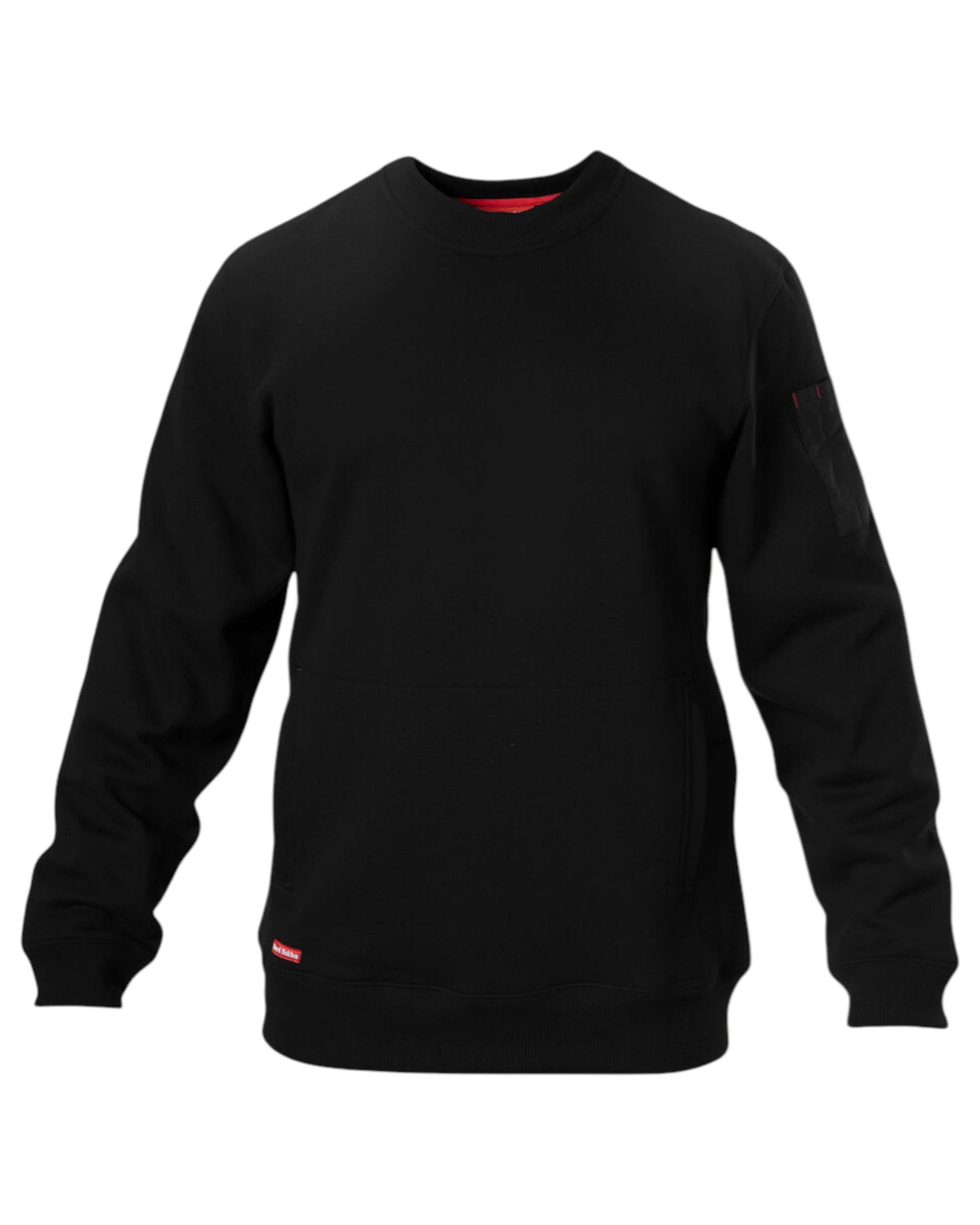 1 Hard Yakka Mens Crew Neck Fleece Jumper Black BLACK, 1 of 6