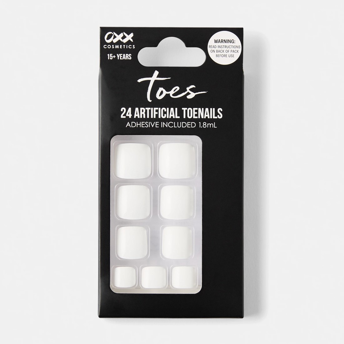 1 OXX Cosmetics 24 Pack Artificial Toenails with Adhesive - White, 1 of 5