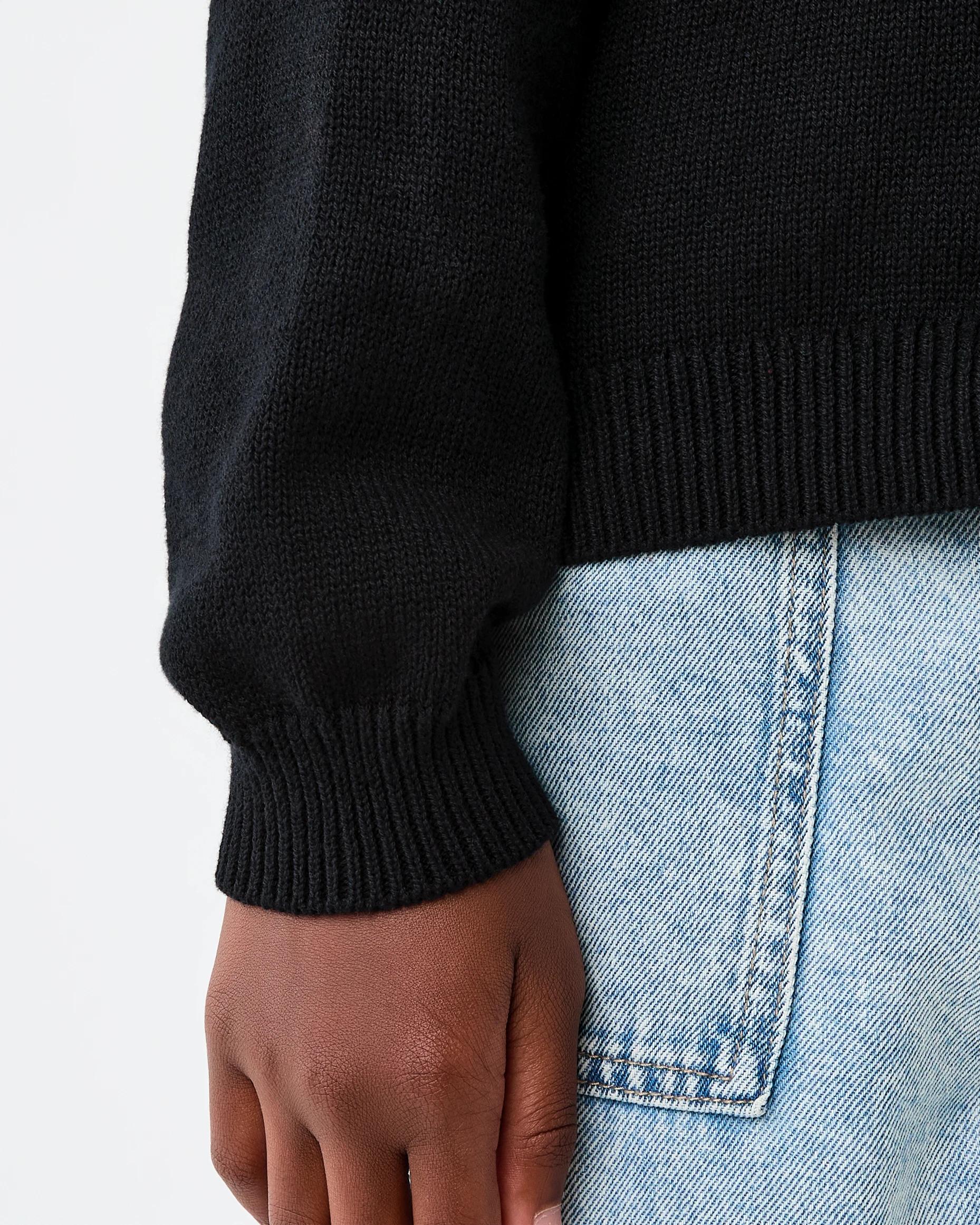 5 Cotton Jacquard Knit Sweatshirt Black, 5 of 8