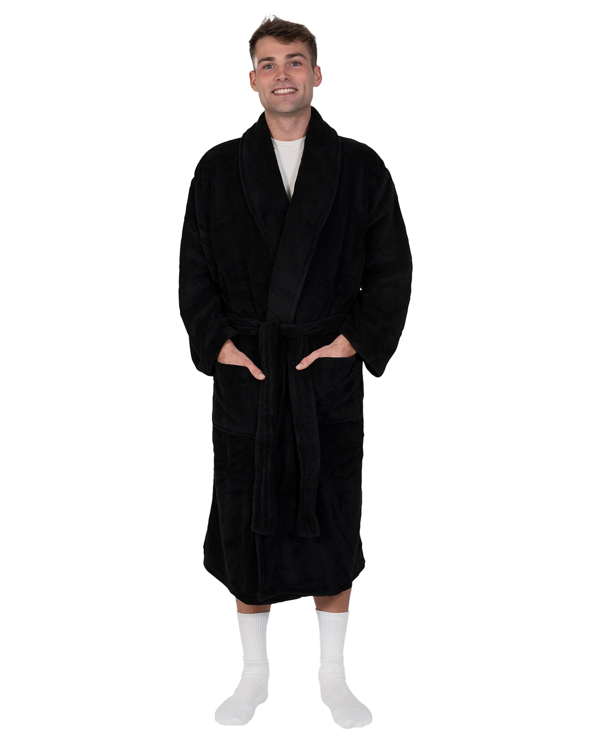 4 Bambury Soft Microplush Coral Fleece Bathrobe Dressing Gown Size Medium/Large - Black, 4 of 7